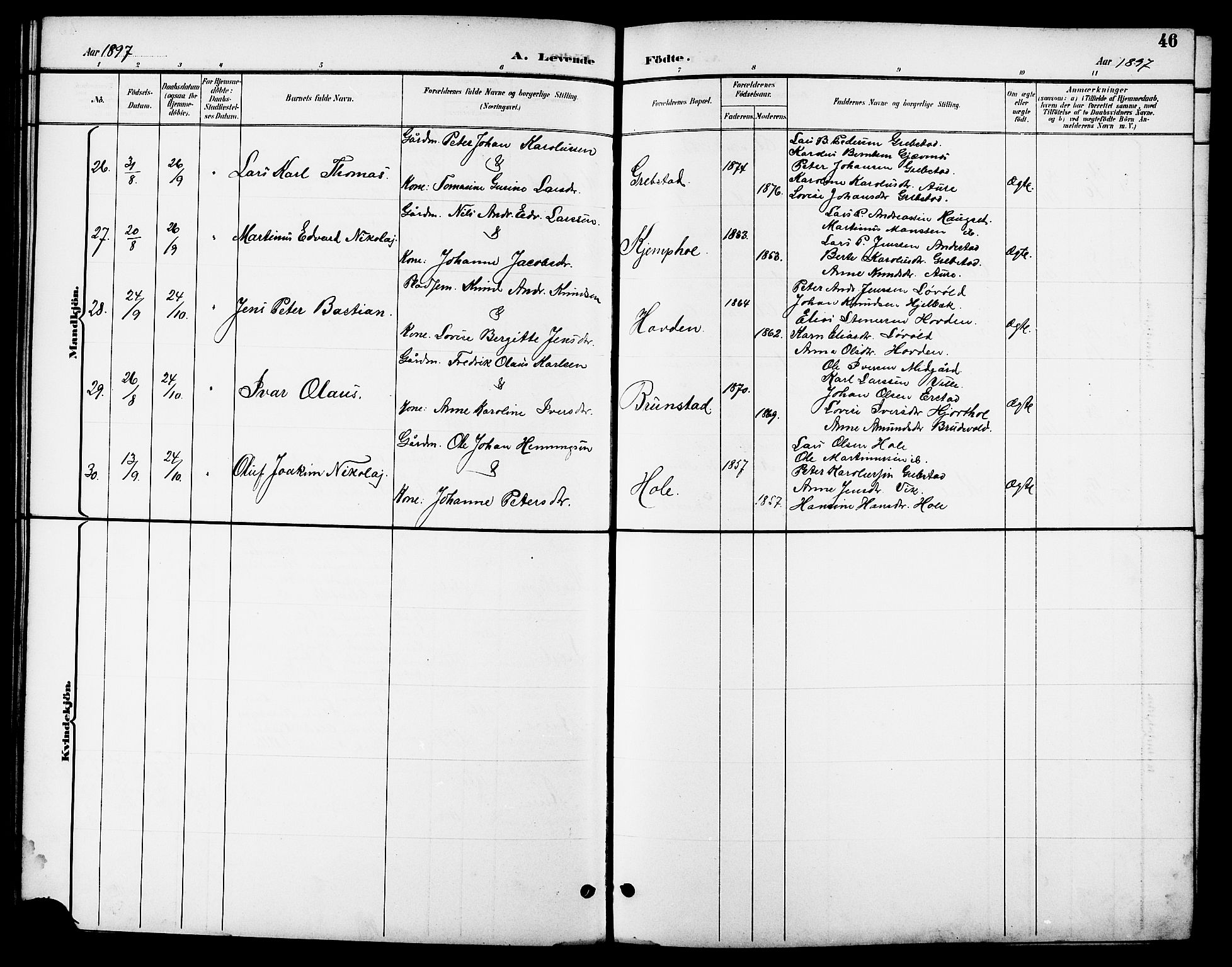 Ministerialprotokoller, klokkerbøker og fødselsregistre - Møre og Romsdal, AV/SAT-A-1454/523/L0340: Parish register (copy) no. 523C03, 1892-1902, p. 46