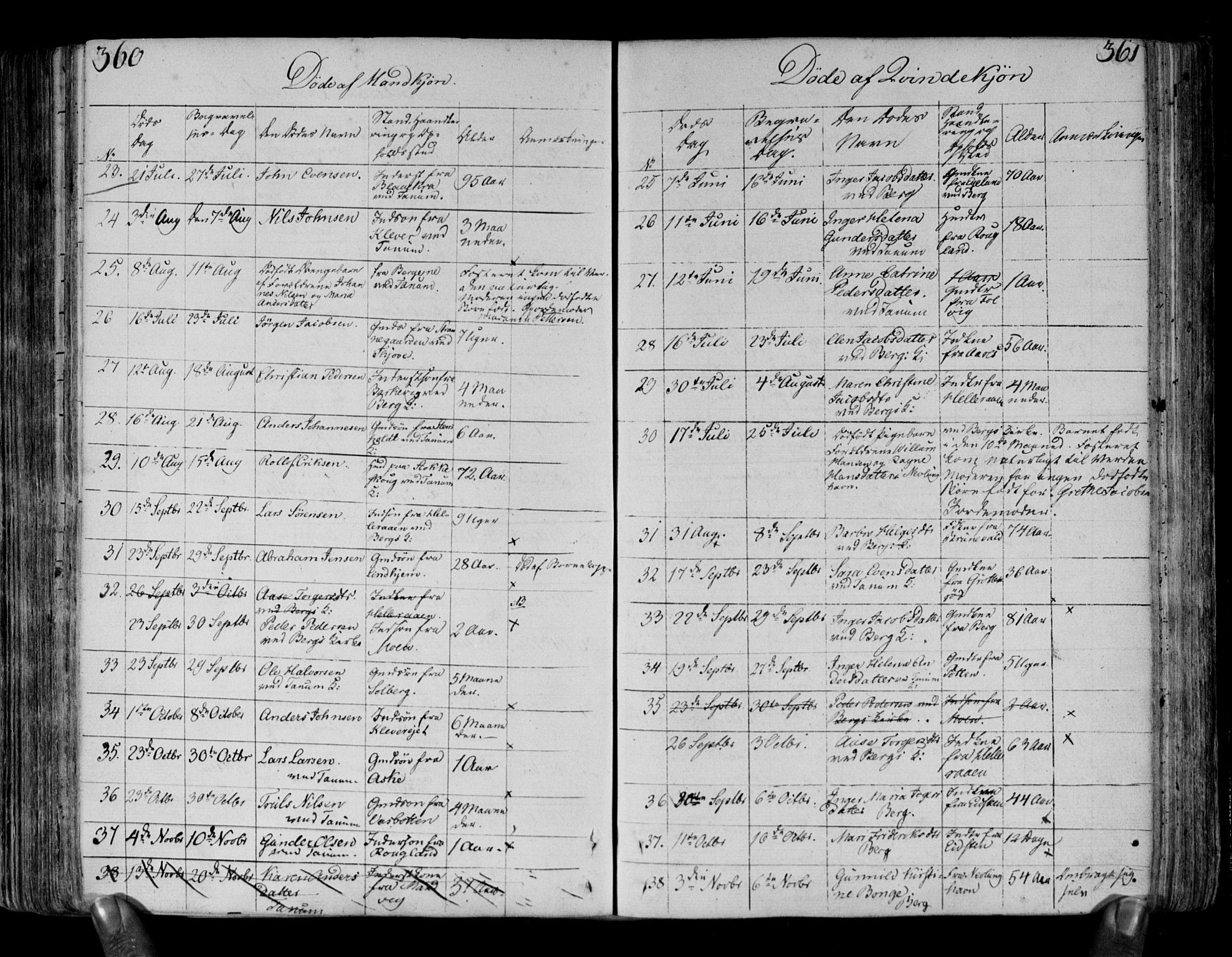 Brunlanes kirkebøker, AV/SAKO-A-342/F/Fa/L0002: Parish register (official) no. I 2, 1802-1834, p. 360-361