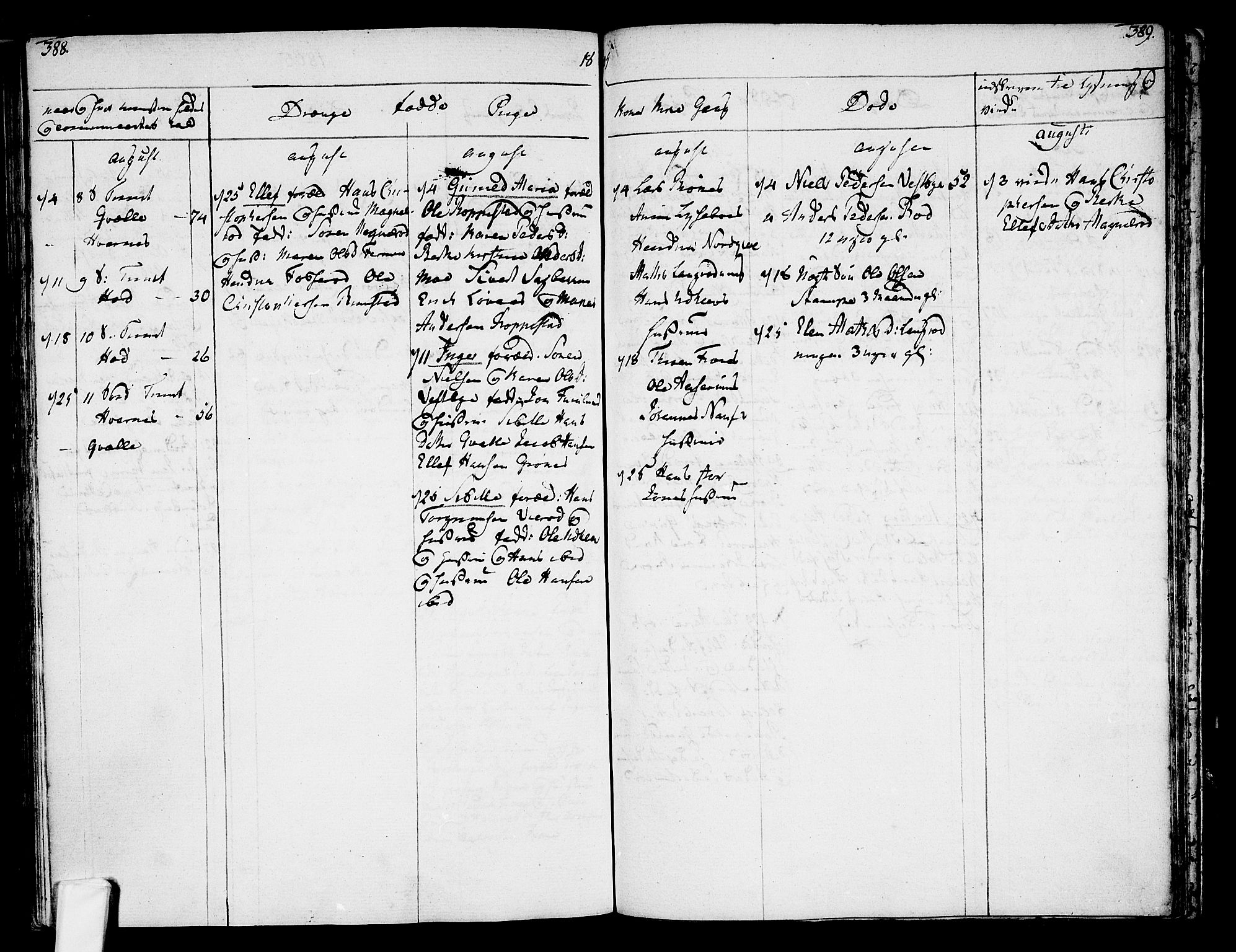 Hedrum kirkebøker, AV/SAKO-A-344/F/Fa/L0002: Parish register (official) no. I 2, 1785-1807, p. 388-389