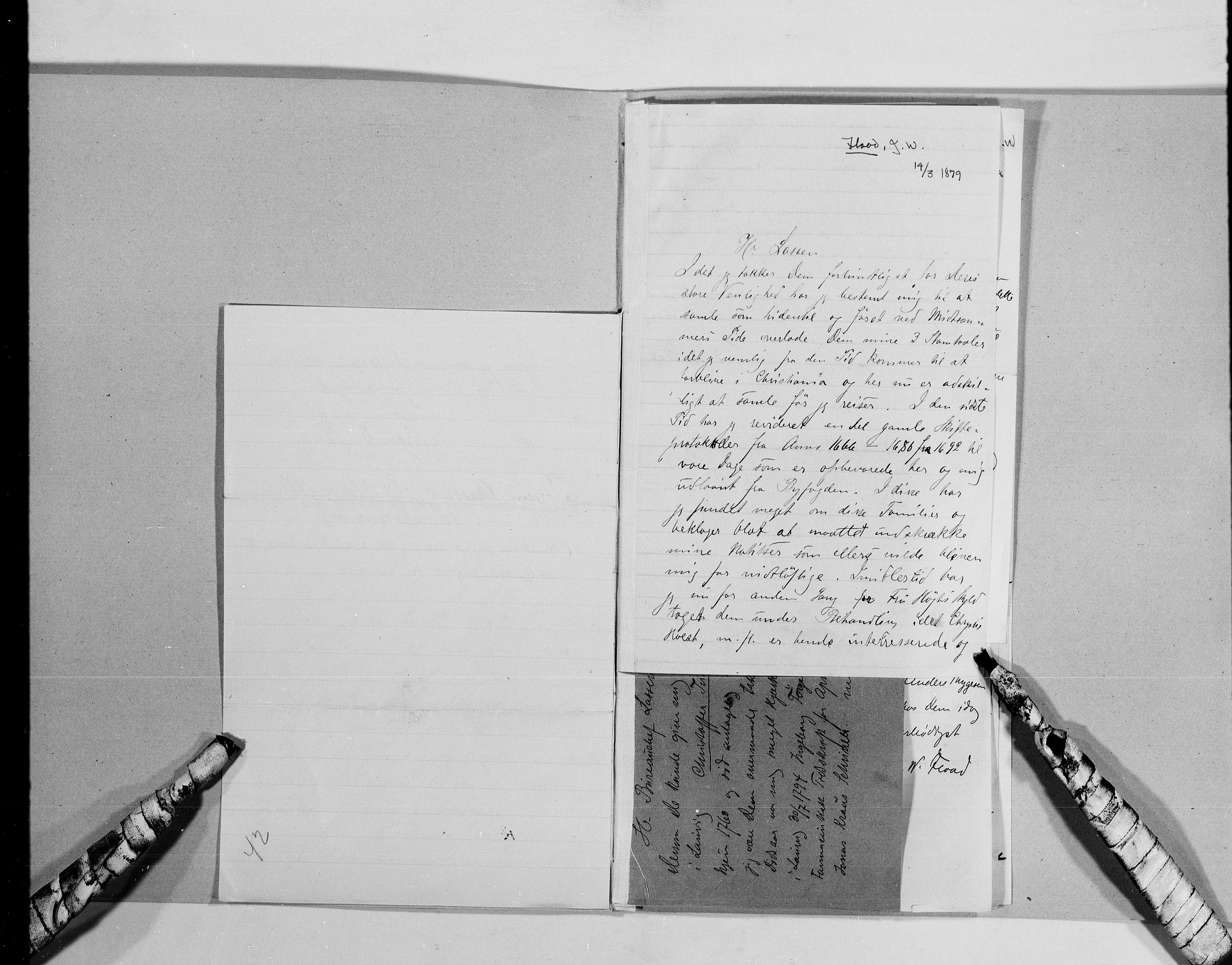 Lassens samlinger, AV/RA-PA-0051/G/L0097: Alfabetisk ordnede brev til Wilhelm Lassen: Fabritius - Grønvold, 1815-1907, p. 55