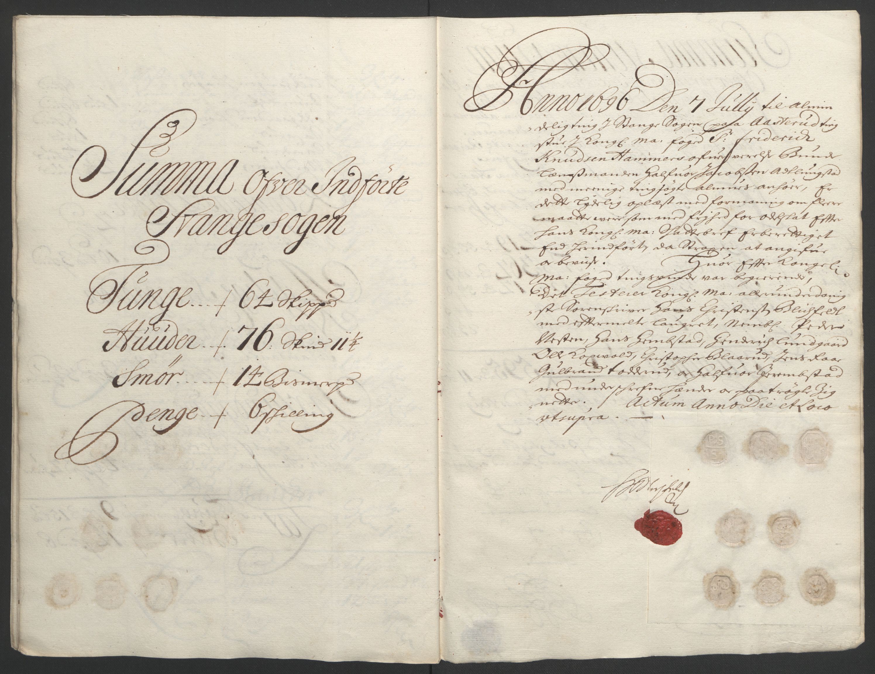 Rentekammeret inntil 1814, Reviderte regnskaper, Fogderegnskap, AV/RA-EA-4092/R16/L1036: Fogderegnskap Hedmark, 1695-1696, p. 419