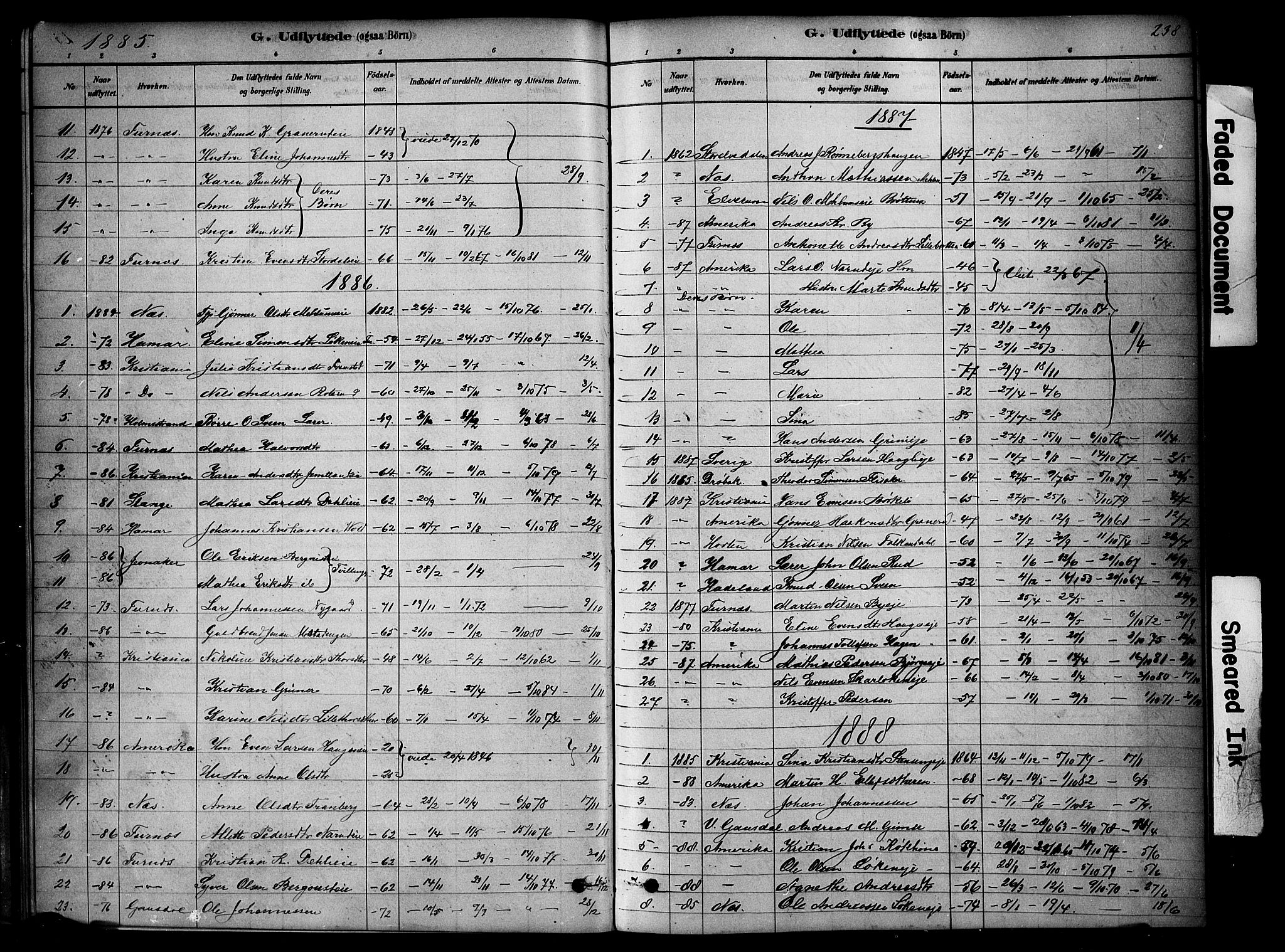 Ringsaker prestekontor, SAH/PREST-014/K/Ka/L0014: Parish register (official) no. 14, 1879-1890, p. 238