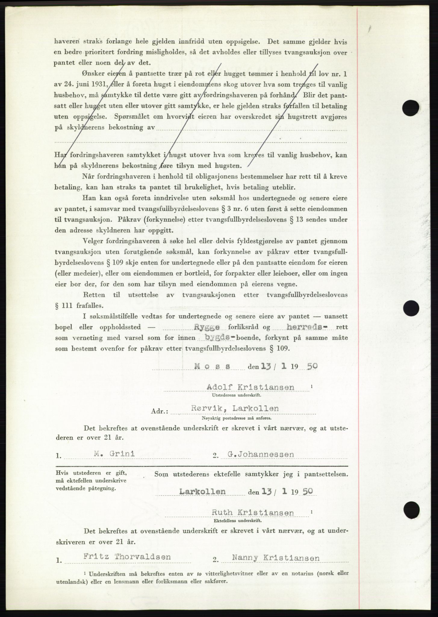 Moss sorenskriveri, SAO/A-10168: Mortgage book no. B23, 1949-1950, Diary no: : 716/1950