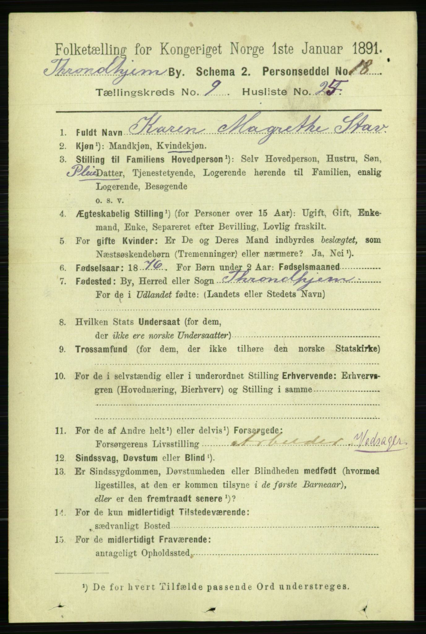 RA, 1891 census for 1601 Trondheim, 1891, p. 7943