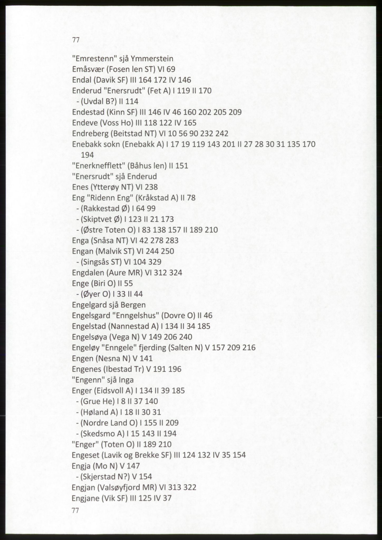 Publikasjoner utgitt av Arkivverket, PUBL/PUBL-001/C/0009: Stedsnavnregister, 1548-1567, p. 77