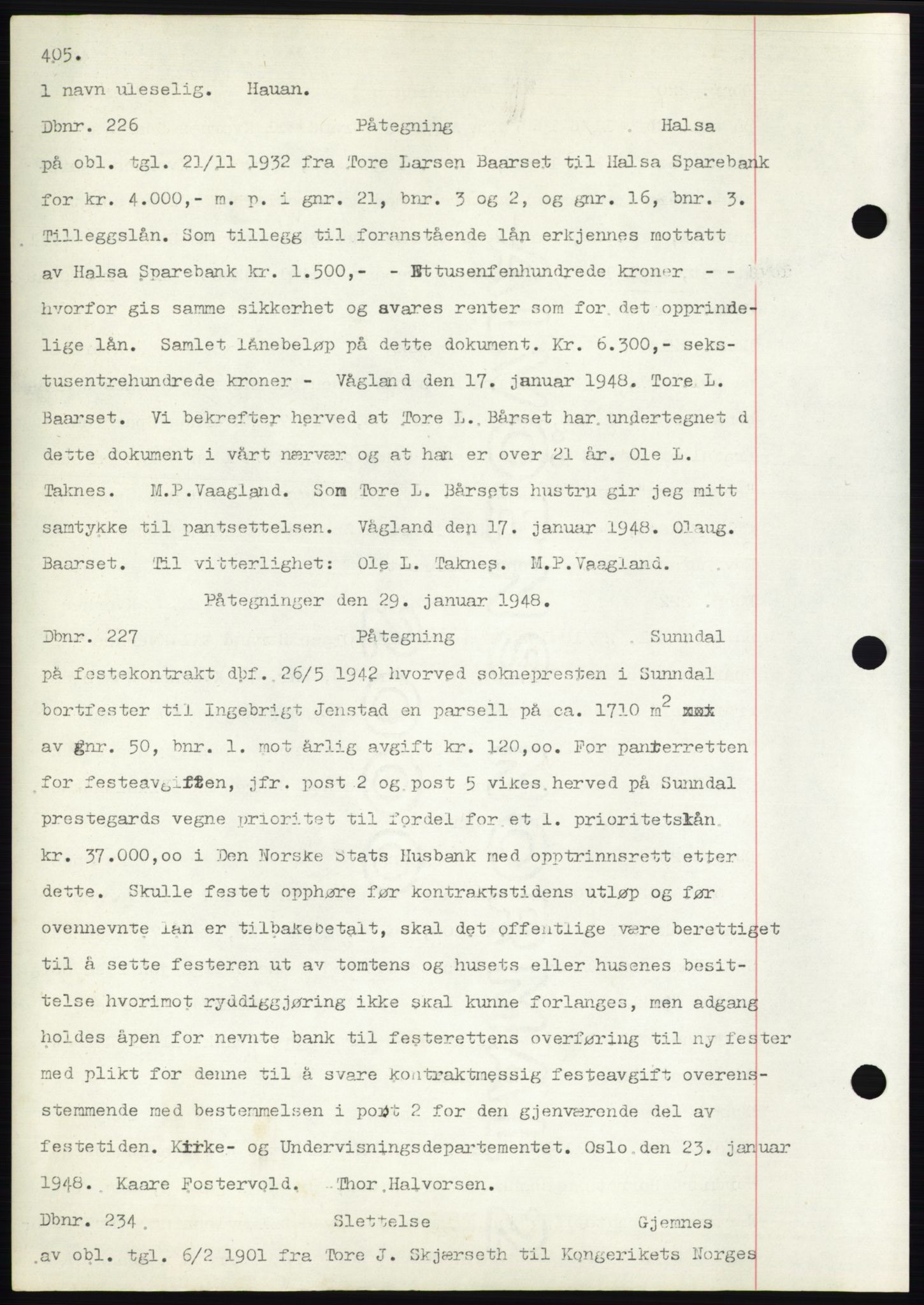 Nordmøre sorenskriveri, SAT/A-4132/1/2/2Ca: Mortgage book no. C82b, 1946-1951, Diary no: : 226/1948