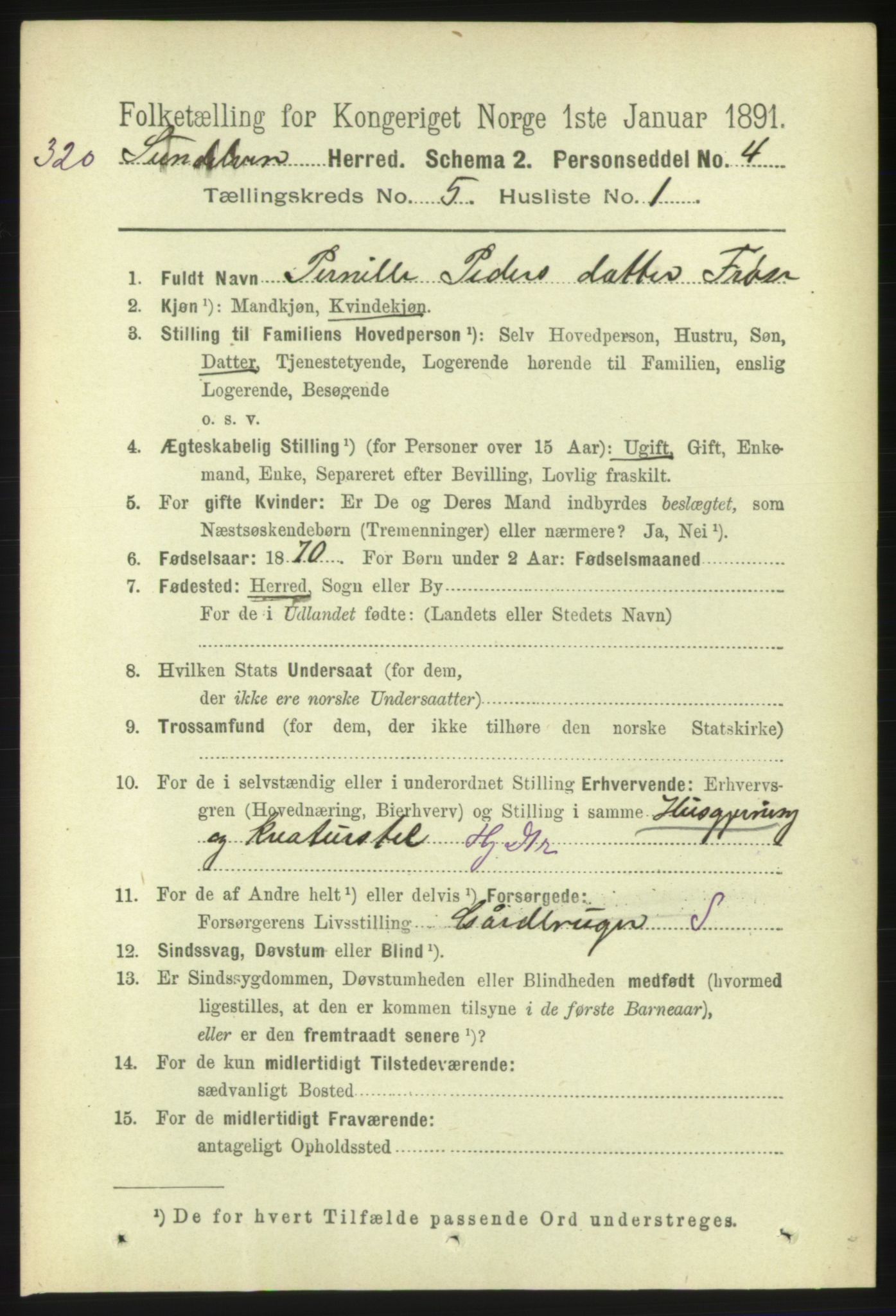 RA, 1891 census for 1523 Sunnylven, 1891, p. 1140