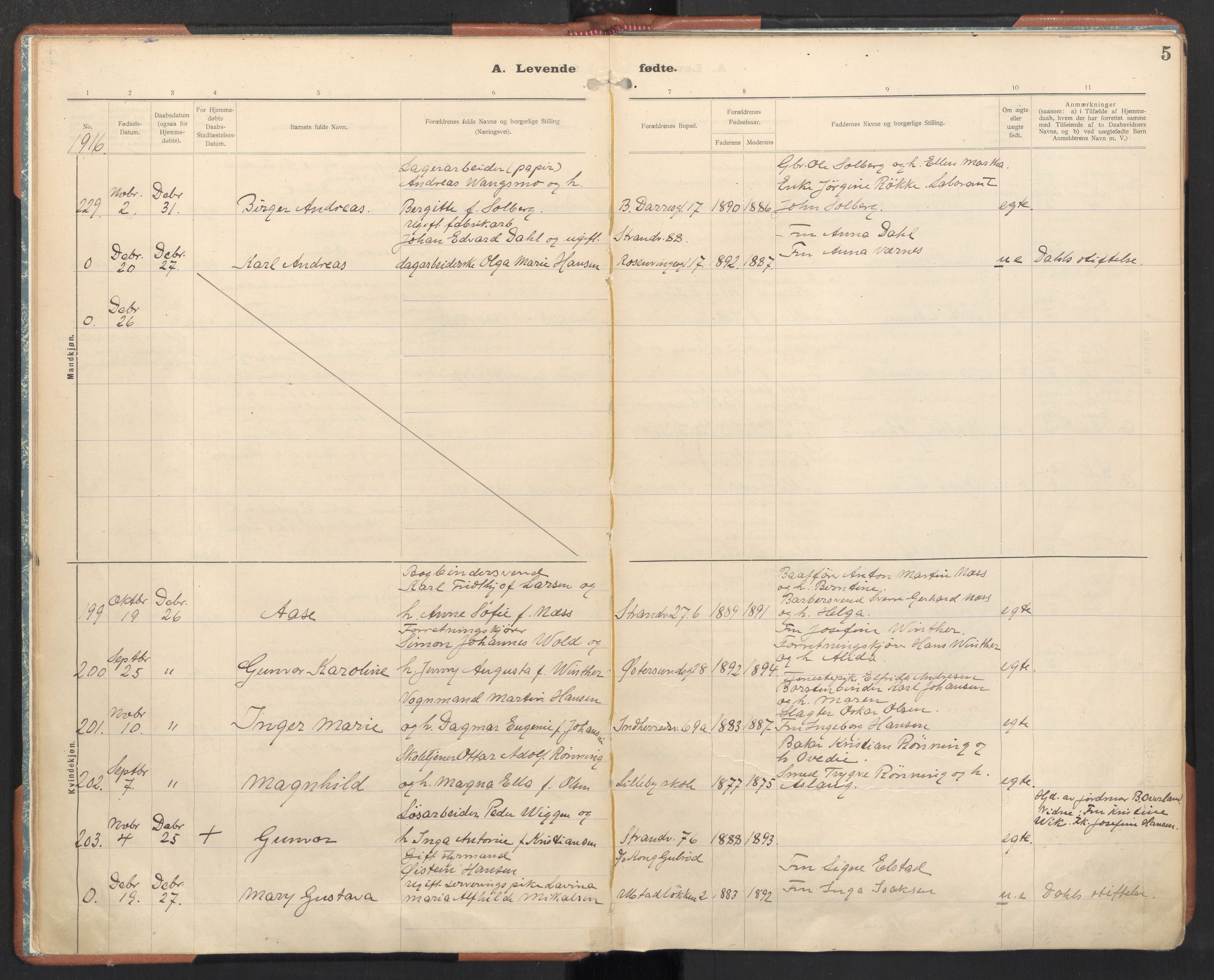 Ministerialprotokoller, klokkerbøker og fødselsregistre - Sør-Trøndelag, AV/SAT-A-1456/605/L0246: Parish register (official) no. 605A08, 1916-1920, p. 5