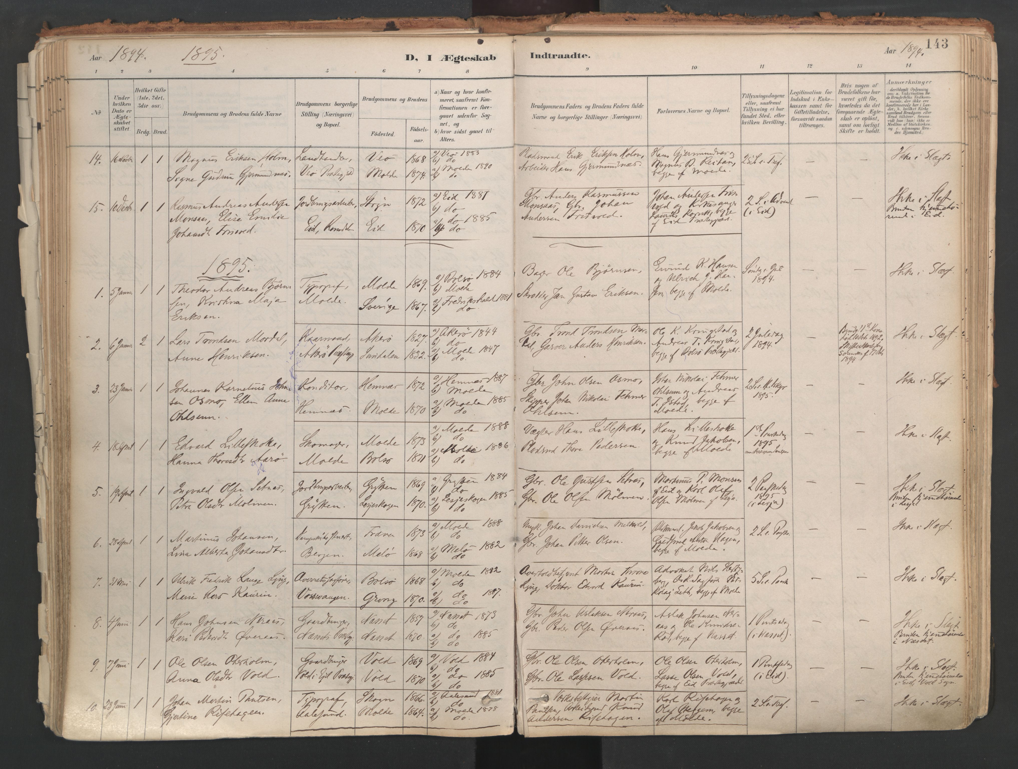 Ministerialprotokoller, klokkerbøker og fødselsregistre - Møre og Romsdal, AV/SAT-A-1454/558/L0692: Parish register (official) no. 558A06, 1887-1971, p. 143