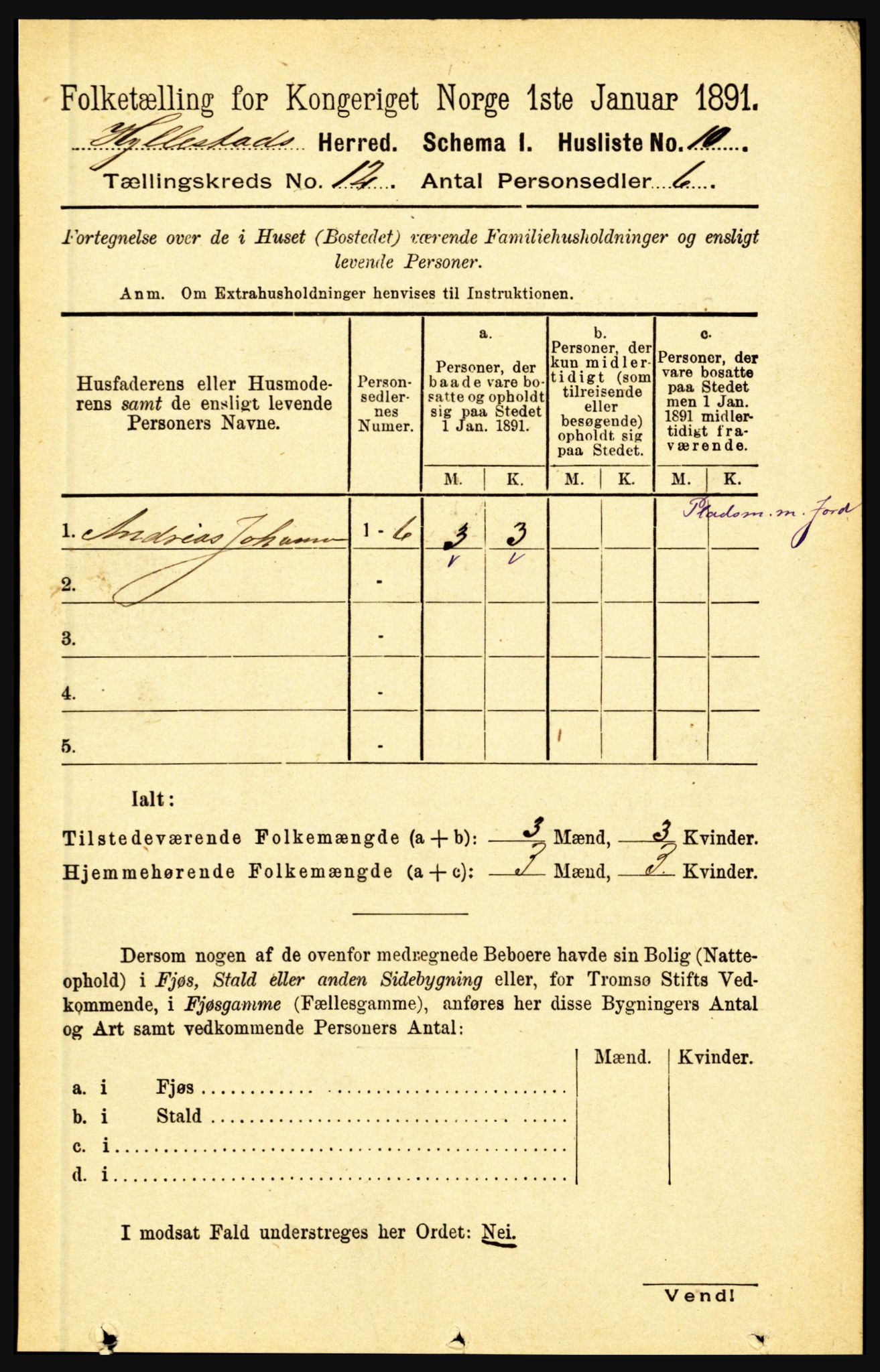 RA, 1891 census for 1413 Hyllestad, 1891, p. 2237