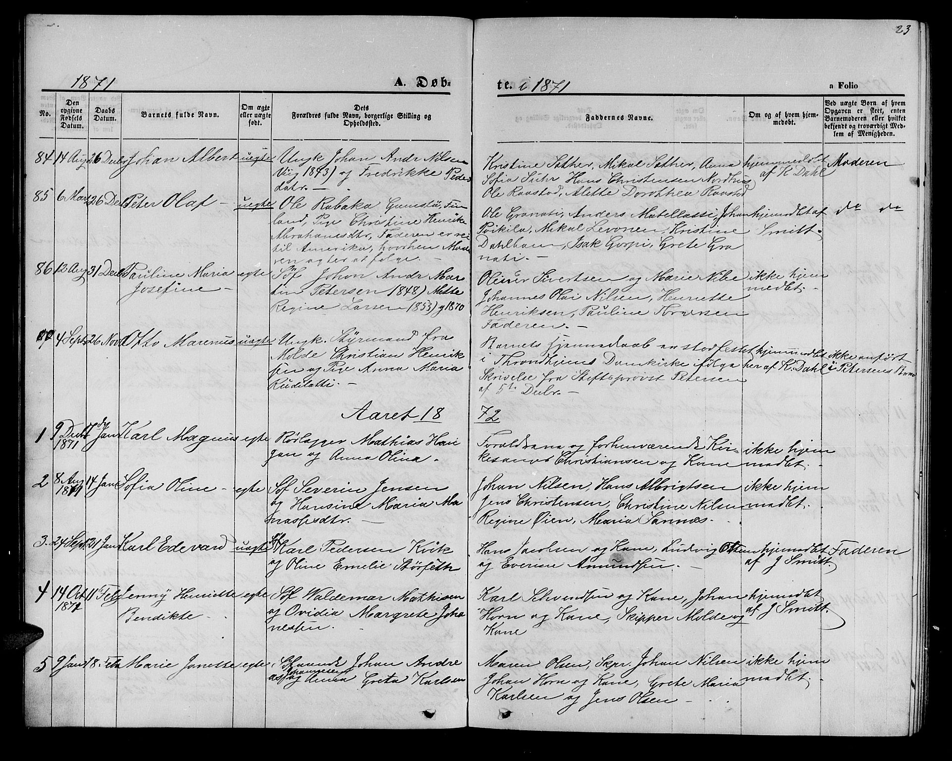 Hammerfest sokneprestkontor, SATØ/S-1347/H/Hb/L0004.klokk: Parish register (copy) no. 4, 1869-1877, p. 23