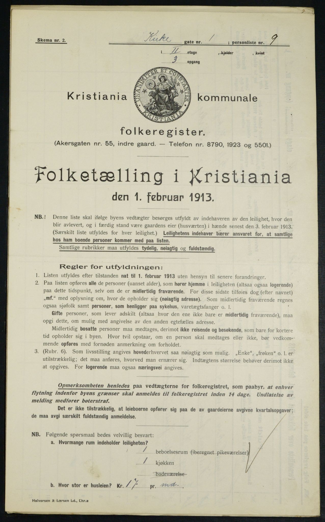 OBA, Municipal Census 1913 for Kristiania, 1913, p. 49474