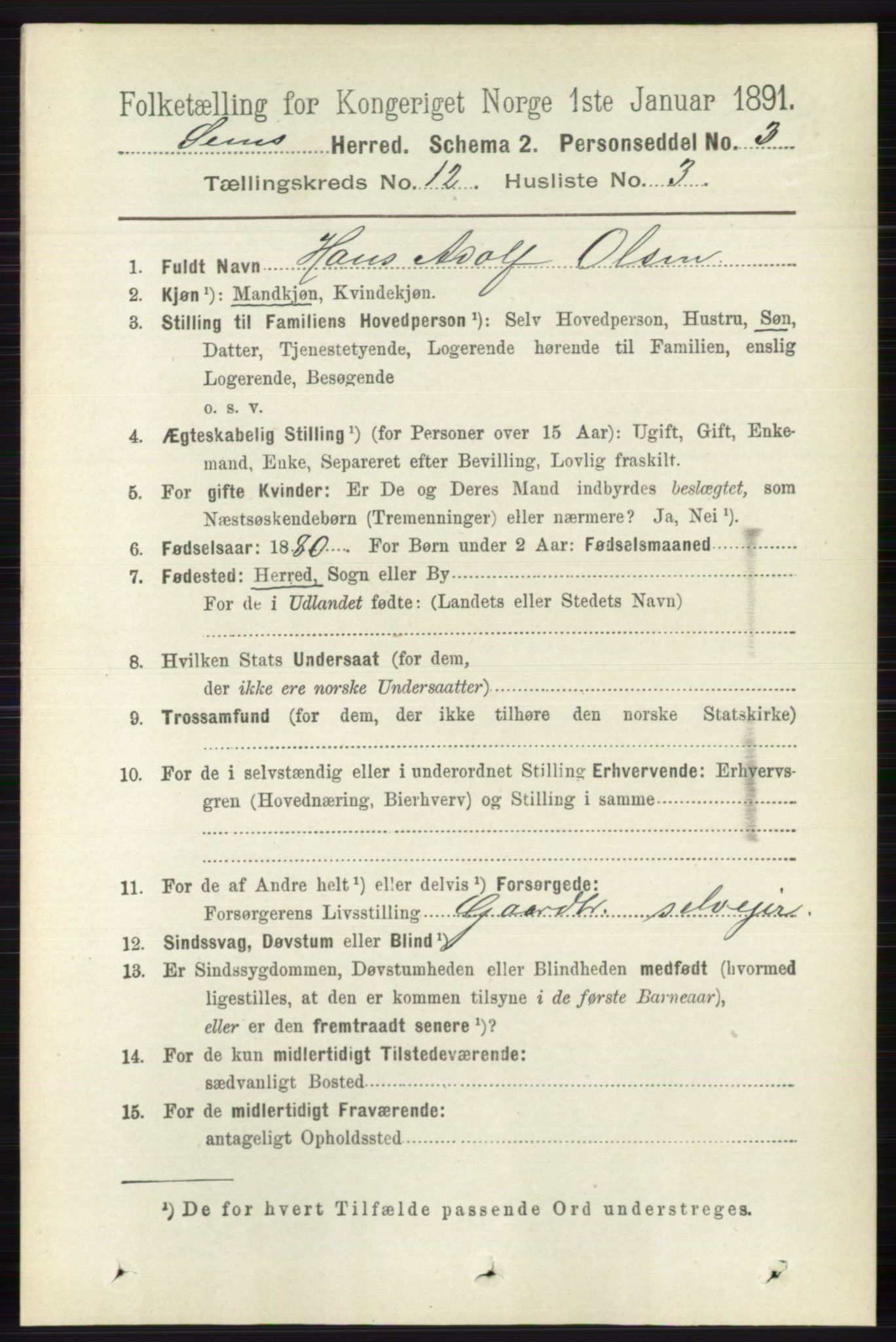 RA, 1891 census for 0721 Sem, 1891, p. 5774