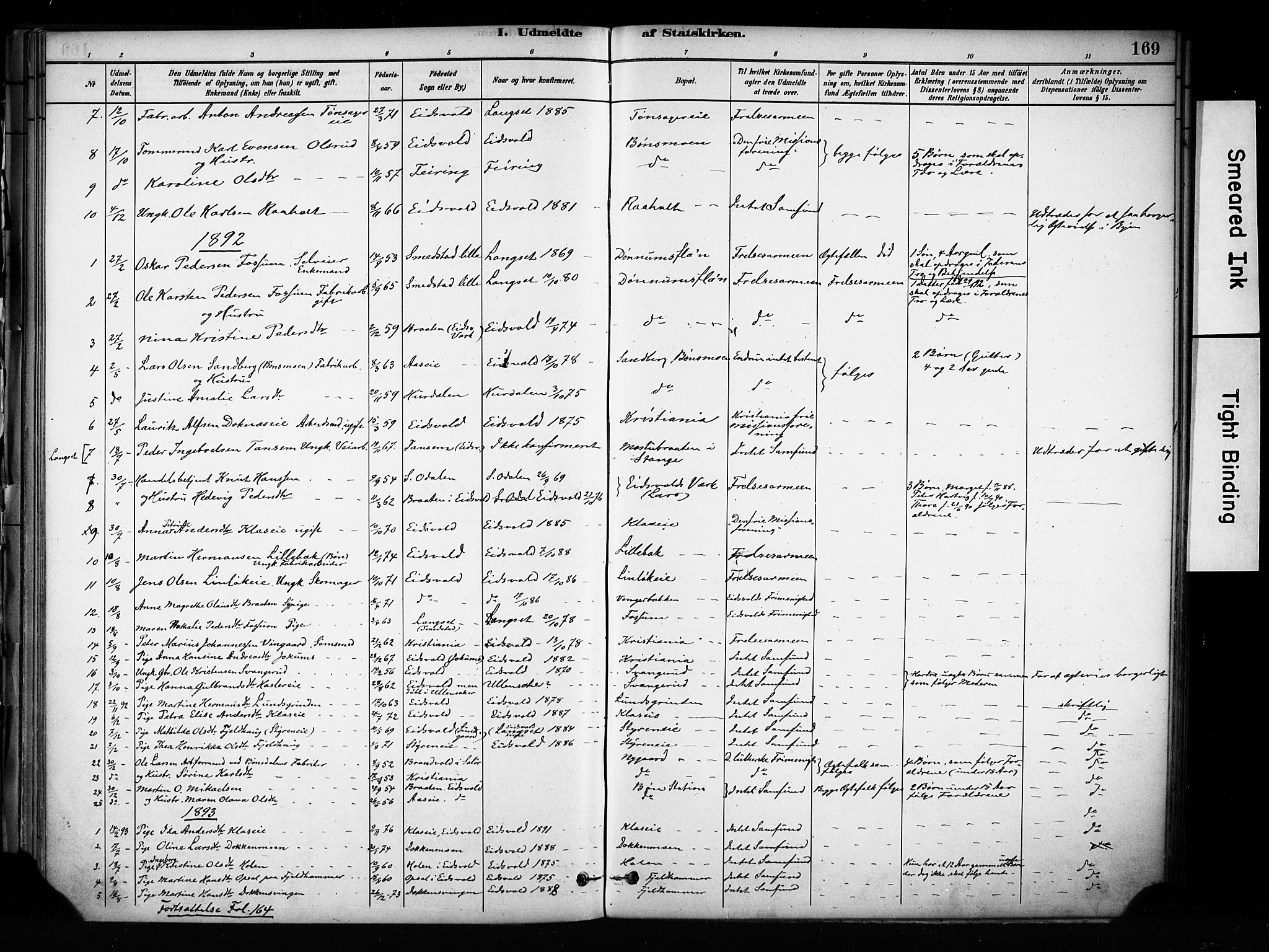 Eidsvoll prestekontor Kirkebøker, SAO/A-10888/F/Fa/L0003: Parish register (official) no. I 3, 1882-1895, p. 169