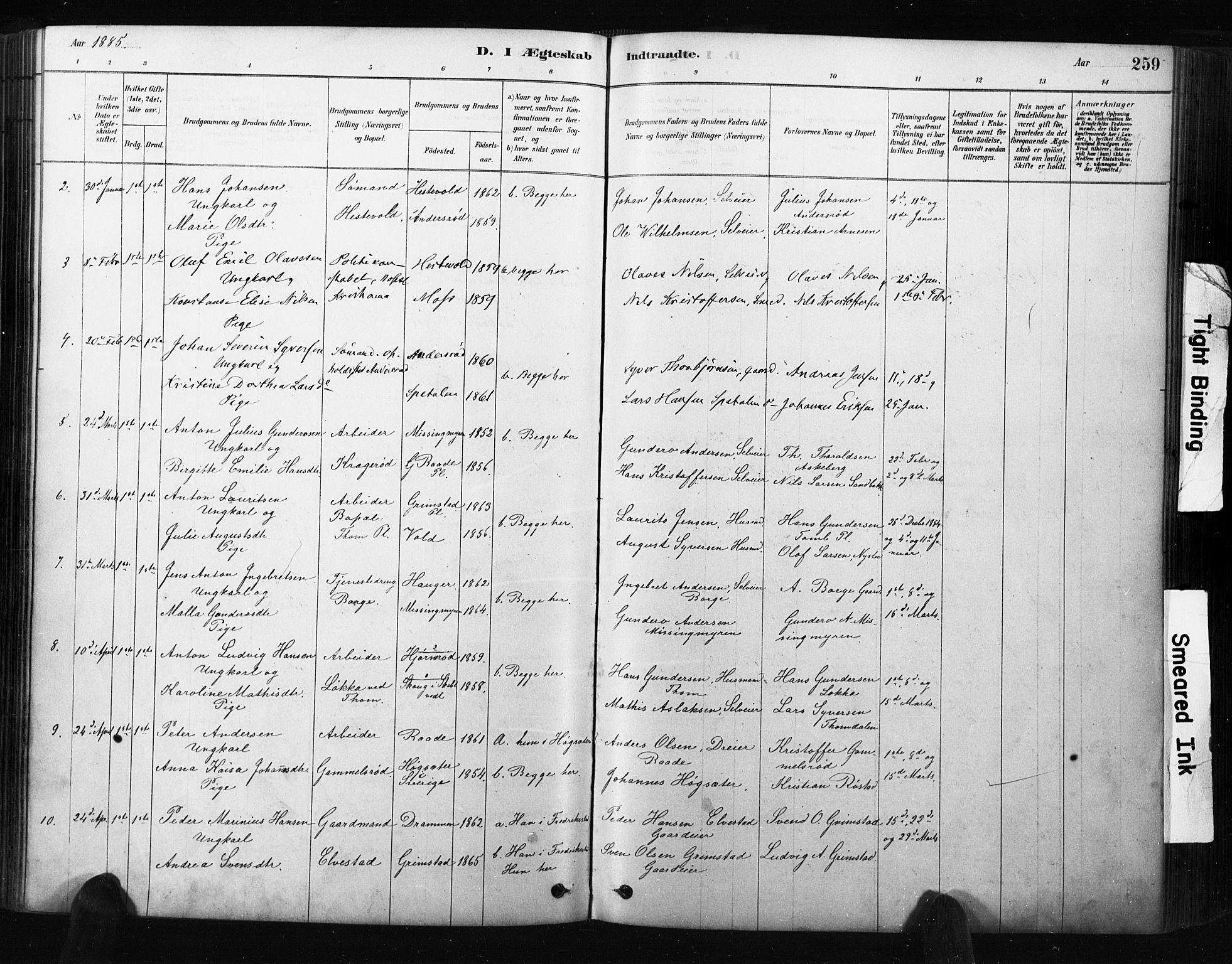 Råde prestekontor kirkebøker, AV/SAO-A-2009/F/Fa/L0007: Parish register (official) no. 7, 1878-1902, p. 259