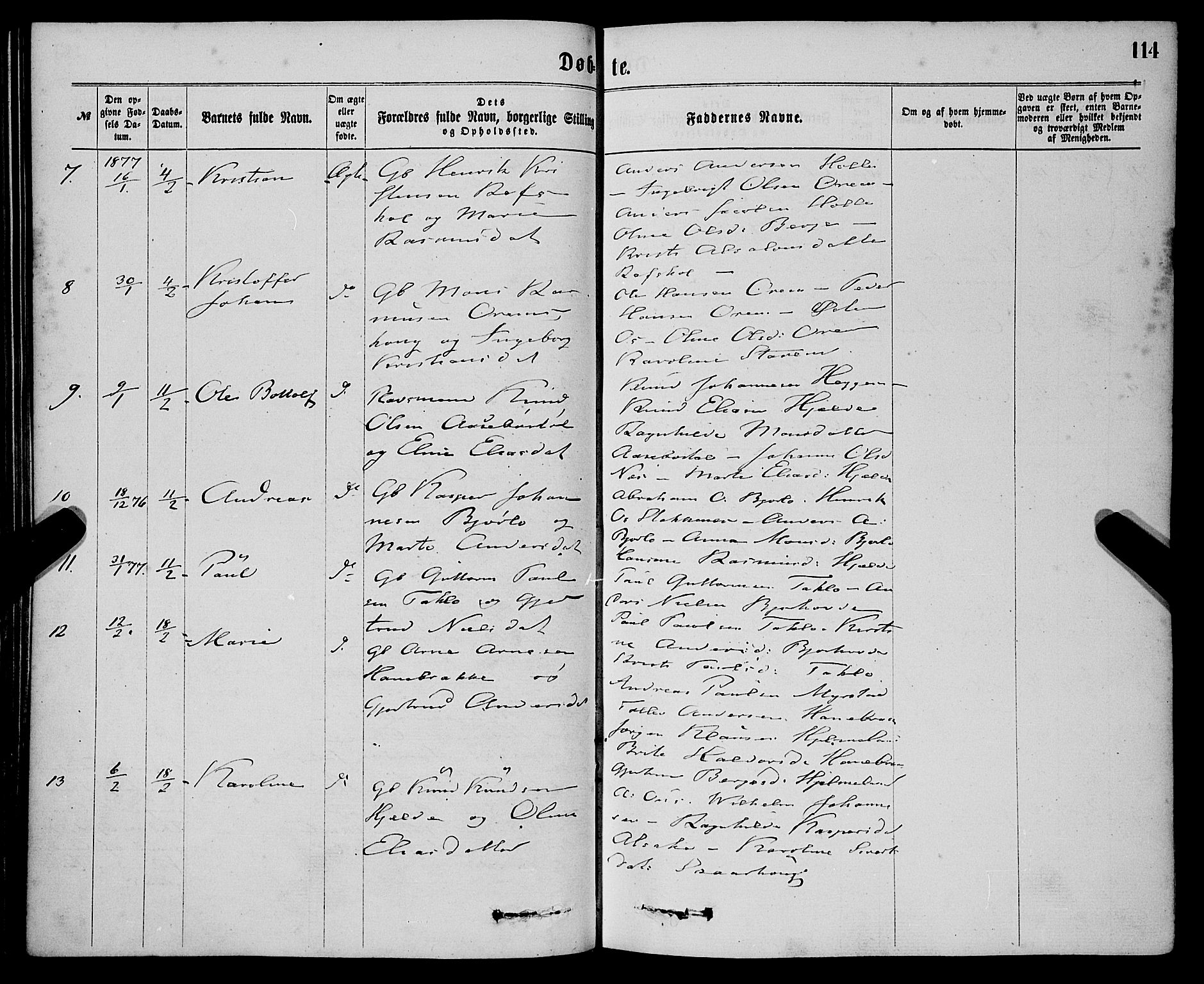 Eid sokneprestembete, AV/SAB-A-82301/H/Haa/Haaa/L0010: Parish register (official) no. A 10, 1867-1878, p. 114