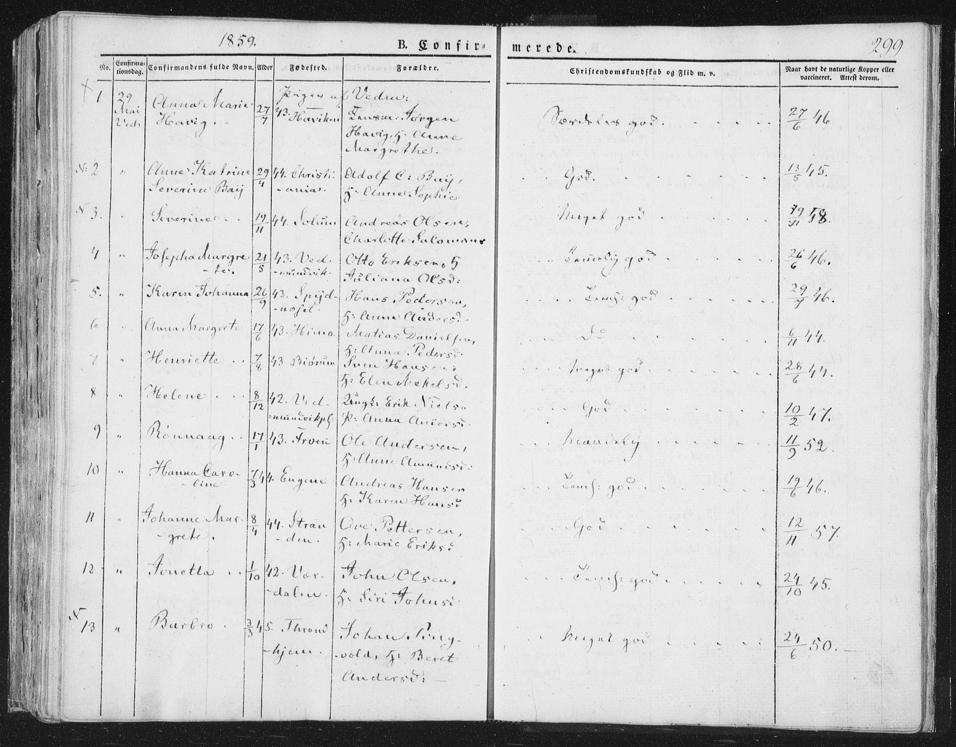 Ministerialprotokoller, klokkerbøker og fødselsregistre - Nord-Trøndelag, AV/SAT-A-1458/764/L0551: Parish register (official) no. 764A07a, 1824-1864, p. 299