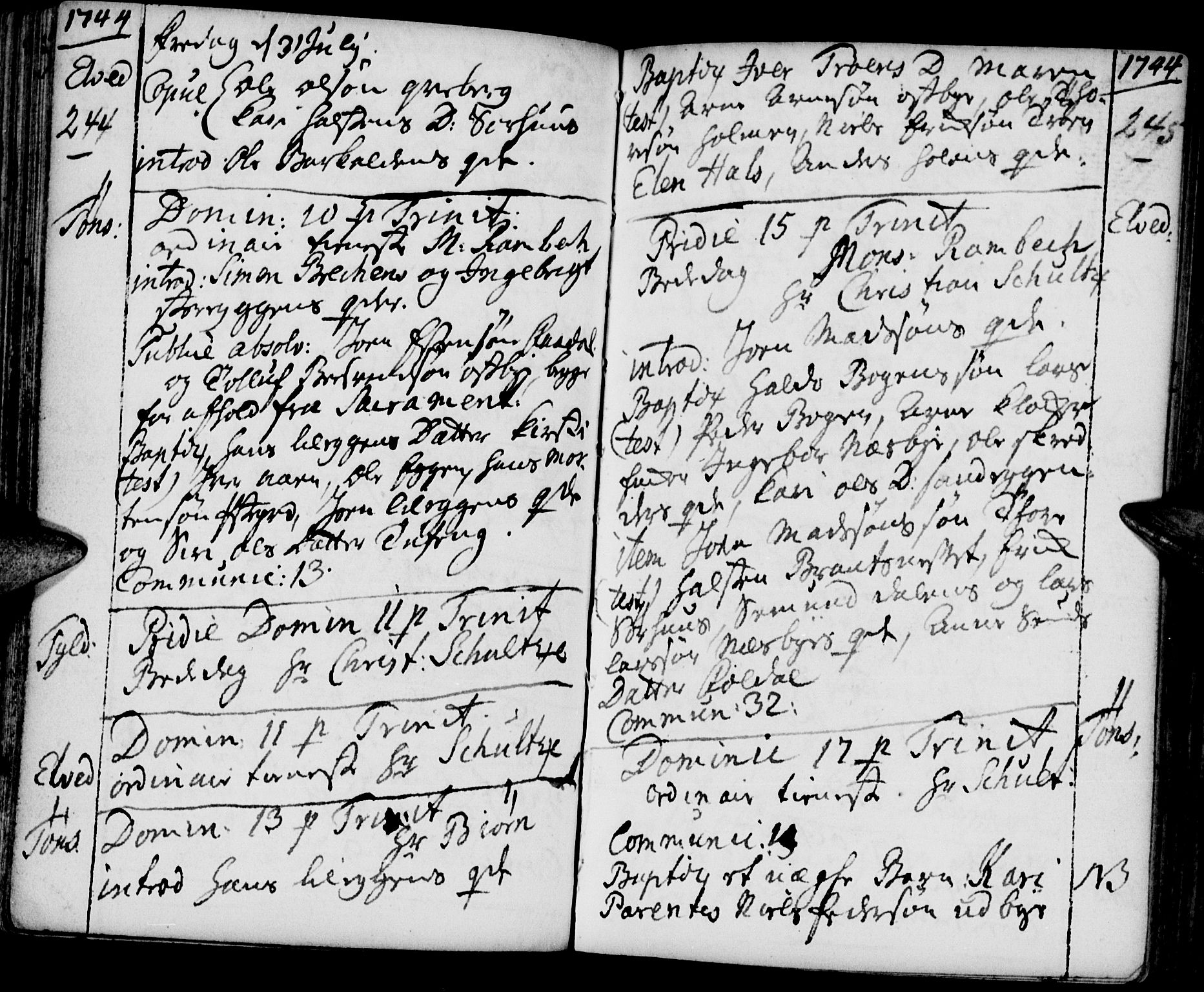 Tynset prestekontor, SAH/PREST-058/H/Ha/Haa/L0002: Parish register (official) no. 2, 1737-1767, p. 244-245