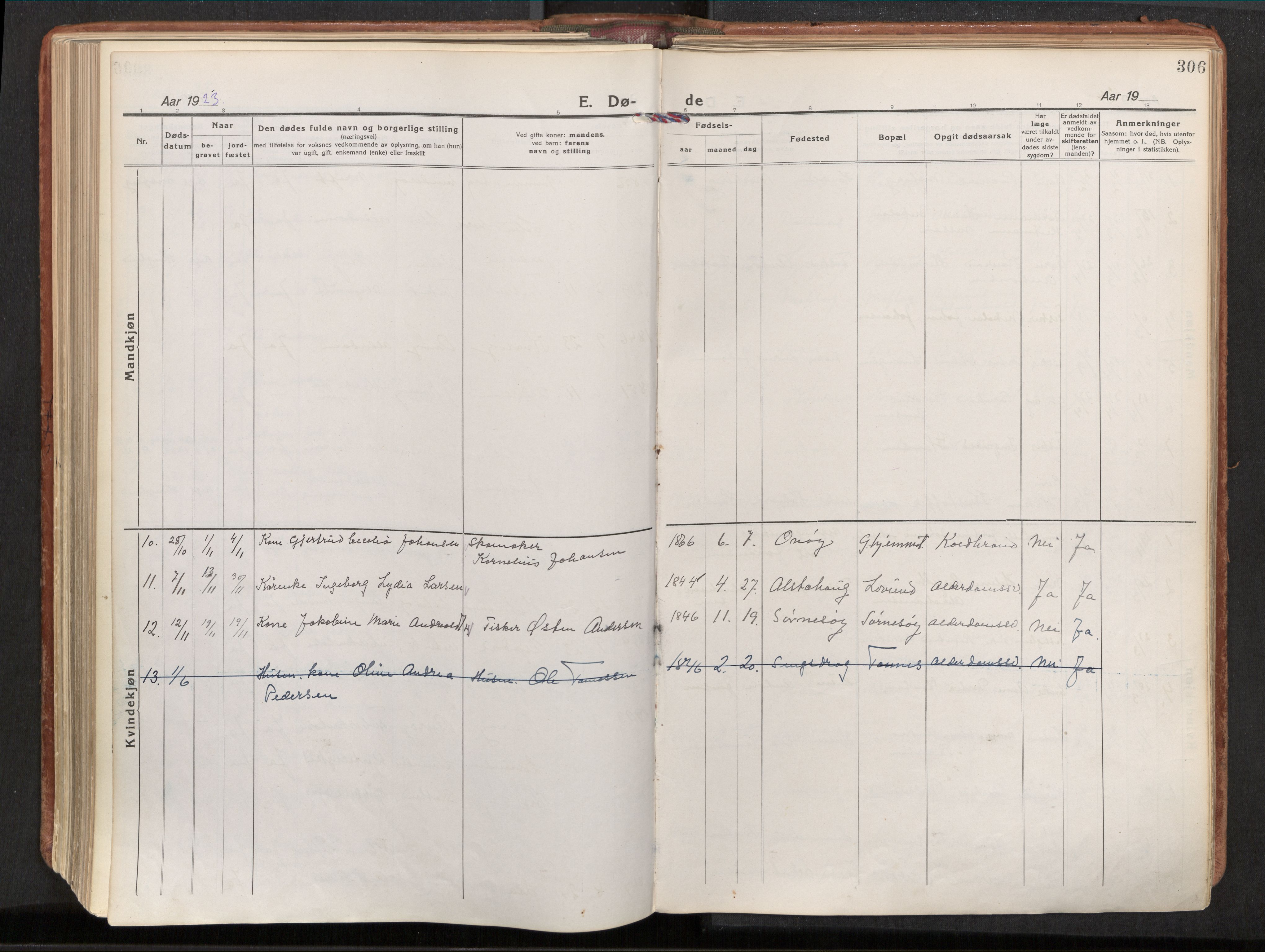 Ministerialprotokoller, klokkerbøker og fødselsregistre - Nordland, AV/SAT-A-1459/839/L0570: Parish register (official) no. 839A07, 1923-1942, p. 306