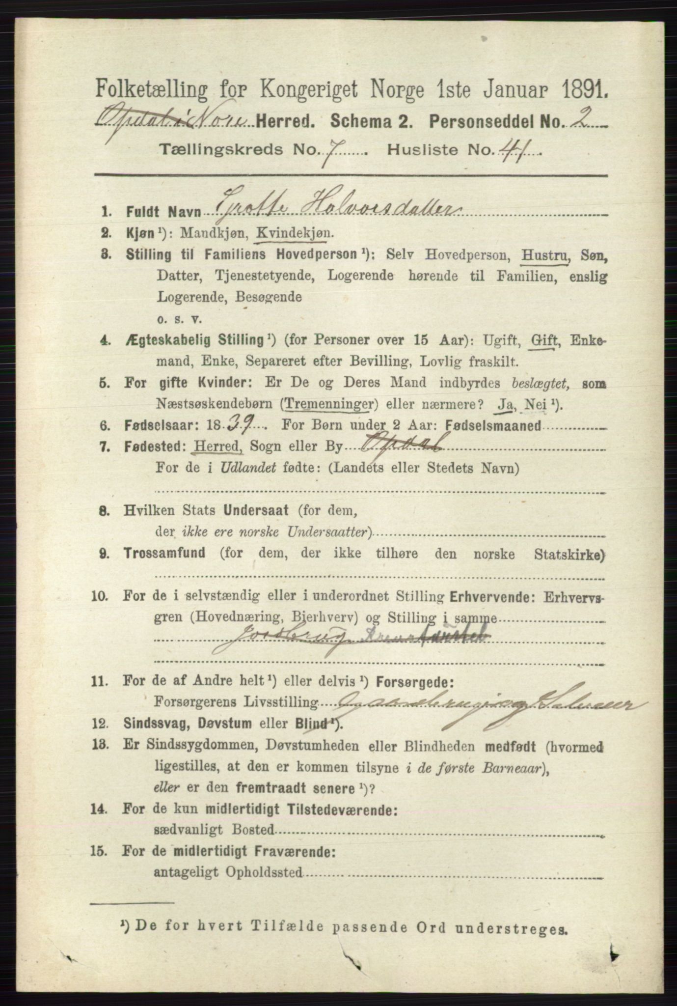 RA, 1891 census for 0633 Nore, 1891, p. 2787