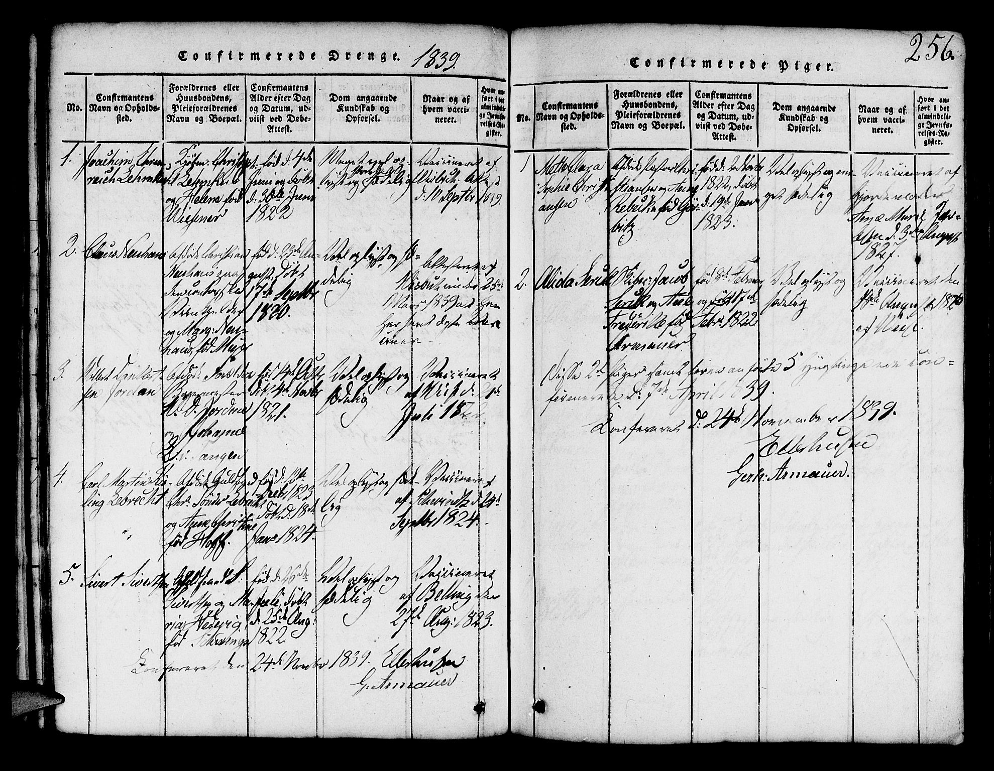Mariakirken Sokneprestembete, SAB/A-76901/H/Hab/L0001: Parish register (copy) no. A 1, 1815-1846, p. 256