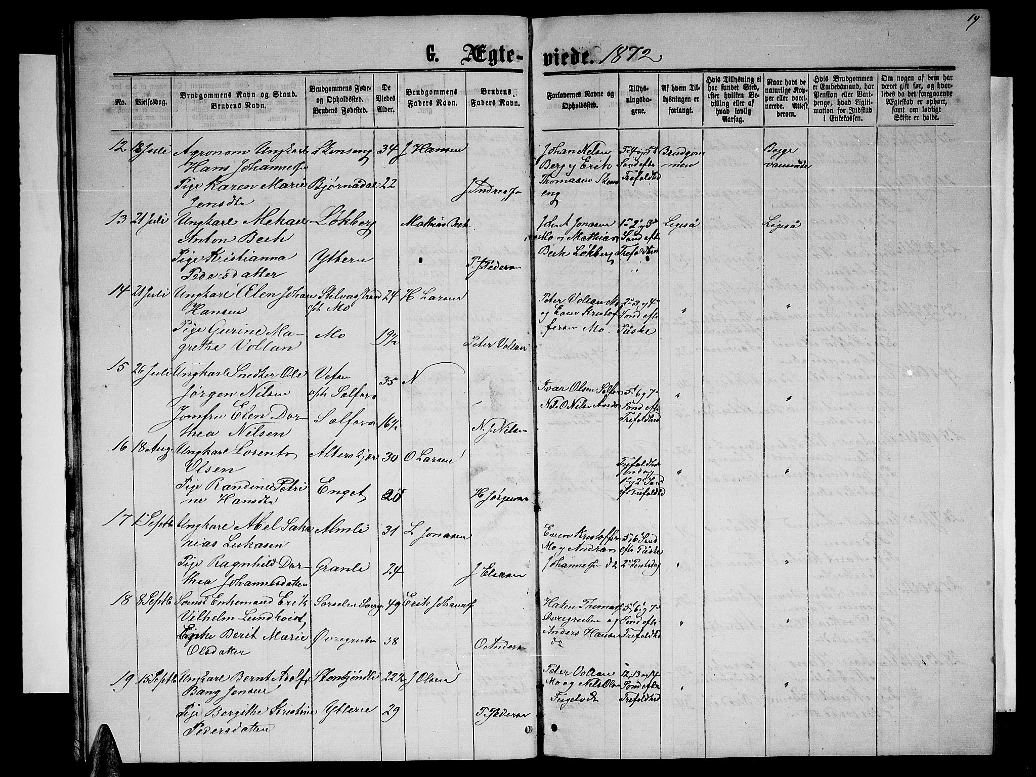 Ministerialprotokoller, klokkerbøker og fødselsregistre - Nordland, AV/SAT-A-1459/827/L0417: Parish register (copy) no. 827C06, 1864-1886, p. 19