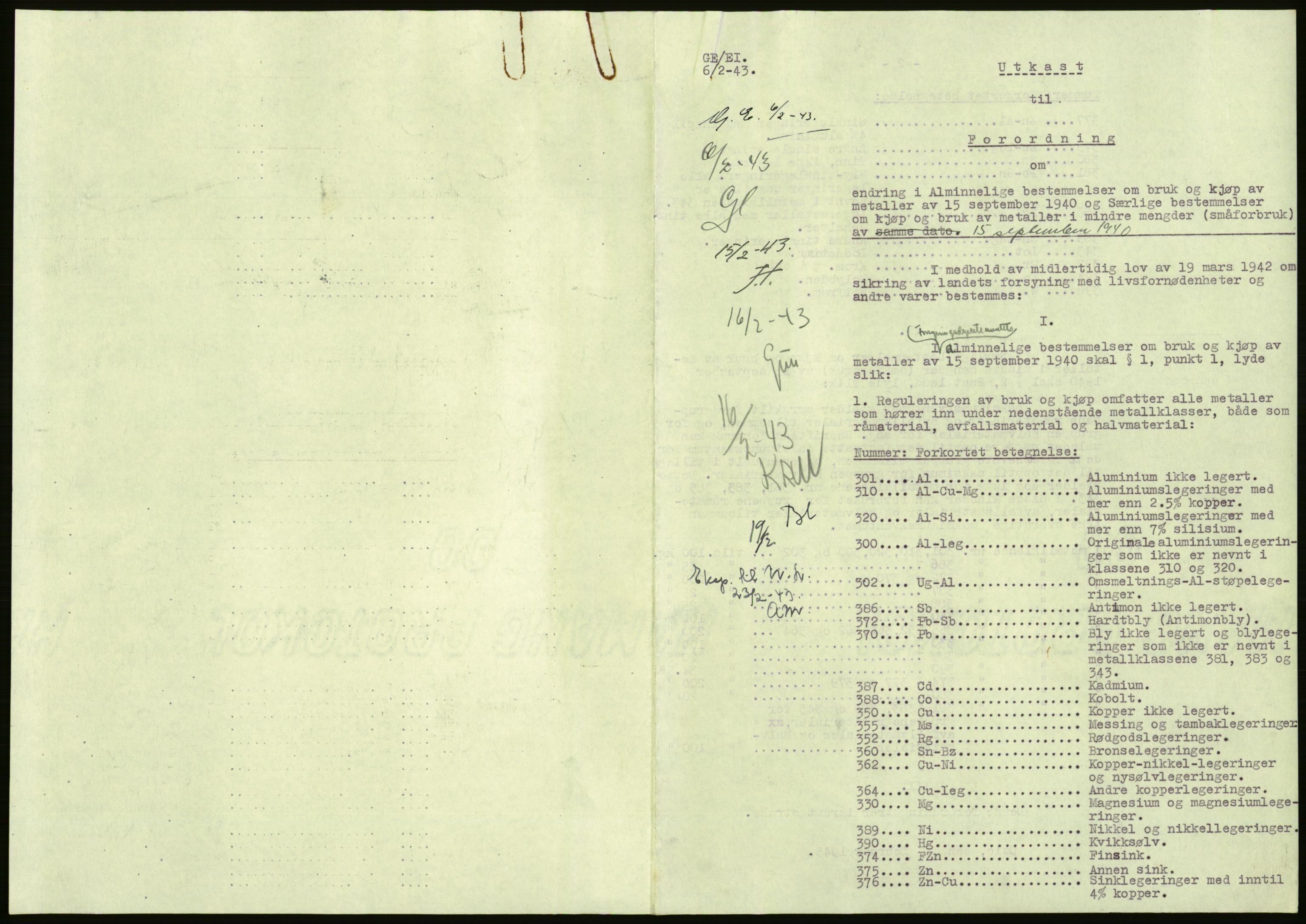 Direktoratet for industriforsyning, Sekretariatet, AV/RA-S-4153/D/Df/L0054: 9. Metallkontoret, 1940-1945, p. 105