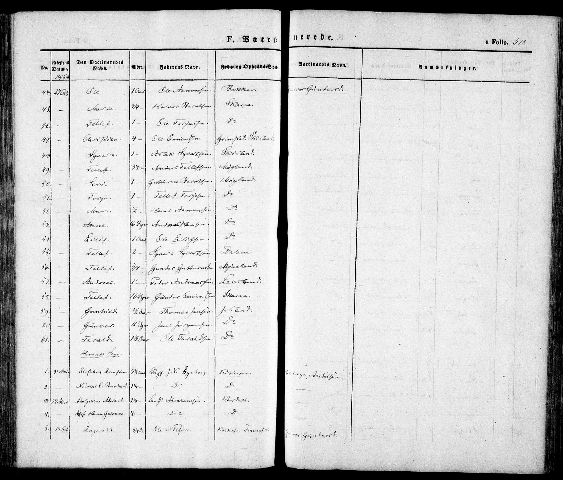 Evje sokneprestkontor, AV/SAK-1111-0008/F/Fa/Faa/L0005: Parish register (official) no. A 5, 1843-1865, p. 518