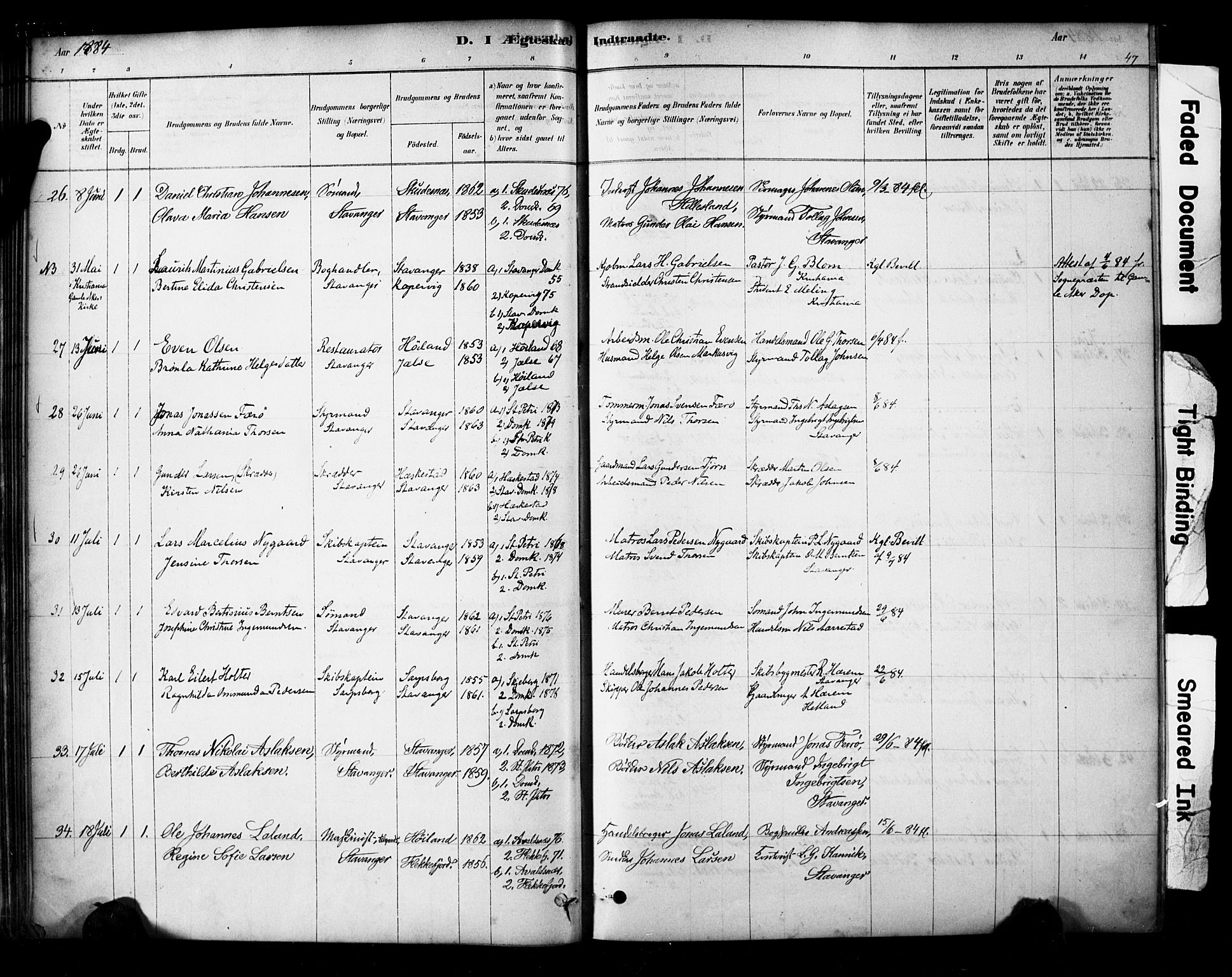 Domkirken sokneprestkontor, AV/SAST-A-101812/001/30/30BA/L0029: Parish register (official) no. A 28, 1878-1904, p. 47