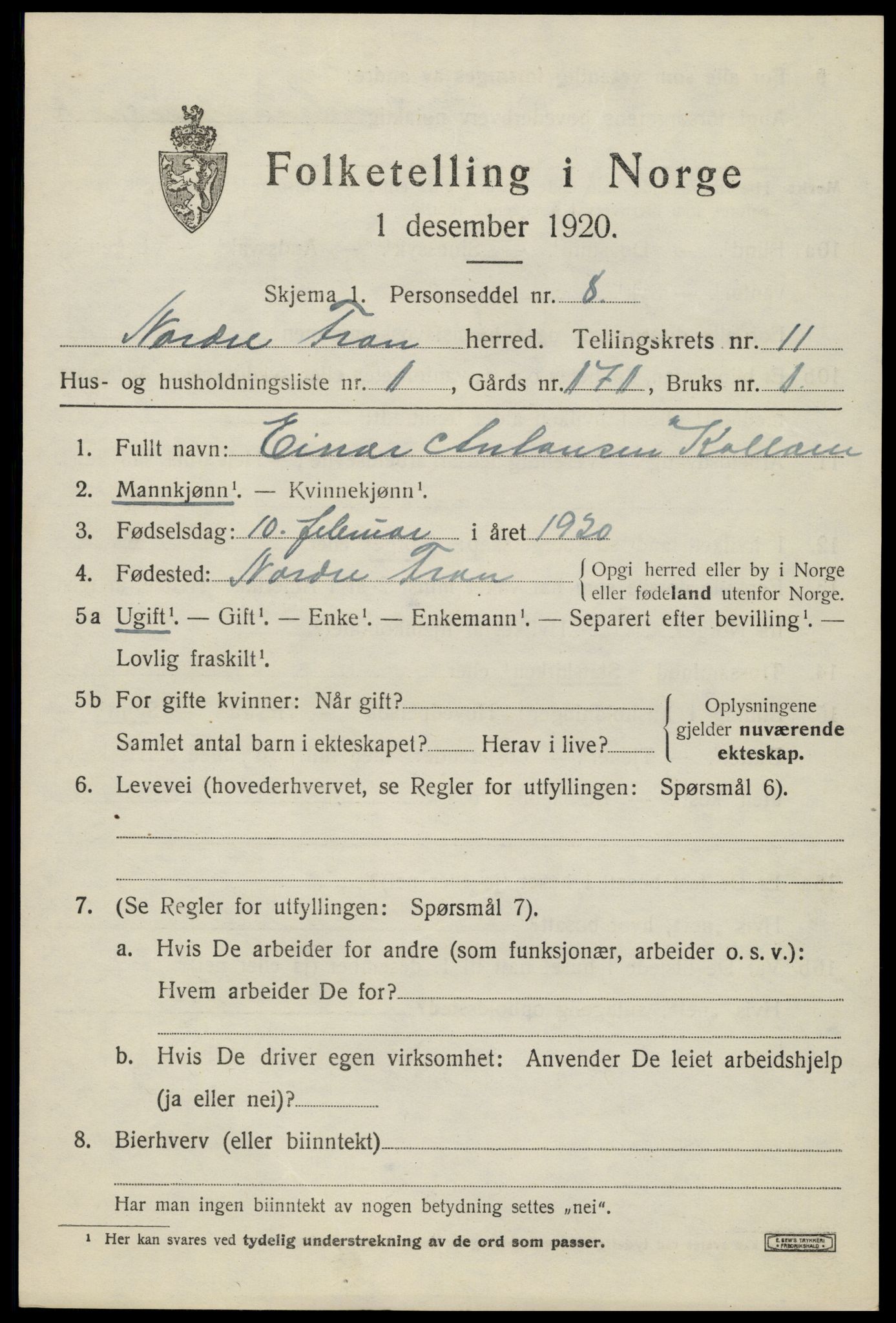 SAH, 1920 census for Nord-Fron, 1920, p. 9400