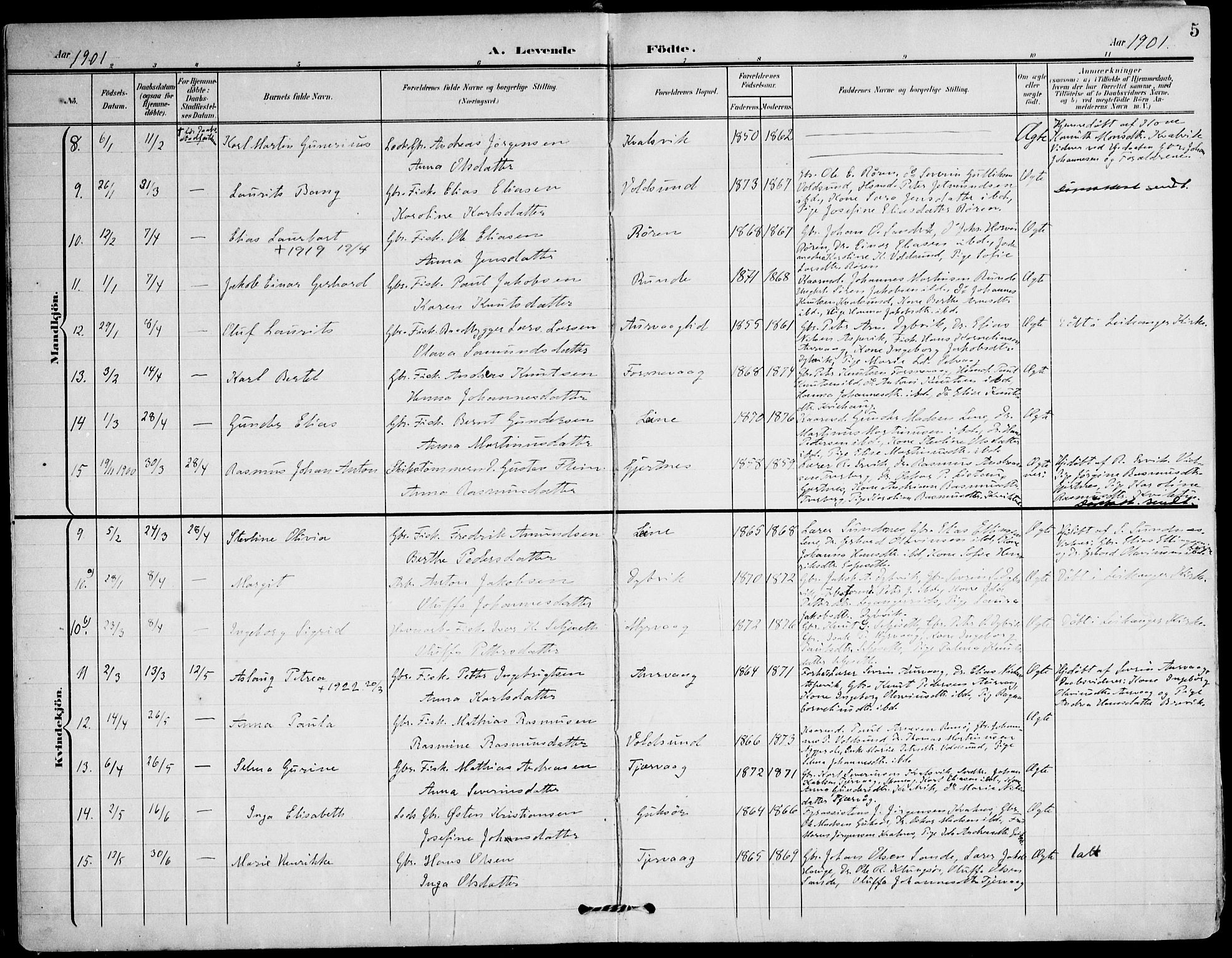 Ministerialprotokoller, klokkerbøker og fødselsregistre - Møre og Romsdal, SAT/A-1454/507/L0075: Parish register (official) no. 507A10, 1901-1920, p. 5