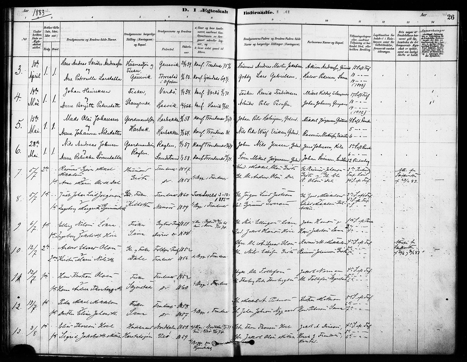 Trondenes sokneprestkontor, AV/SATØ-S-1319/H/Ha/L0015kirke: Parish register (official) no. 15, 1878-1889, p. 26