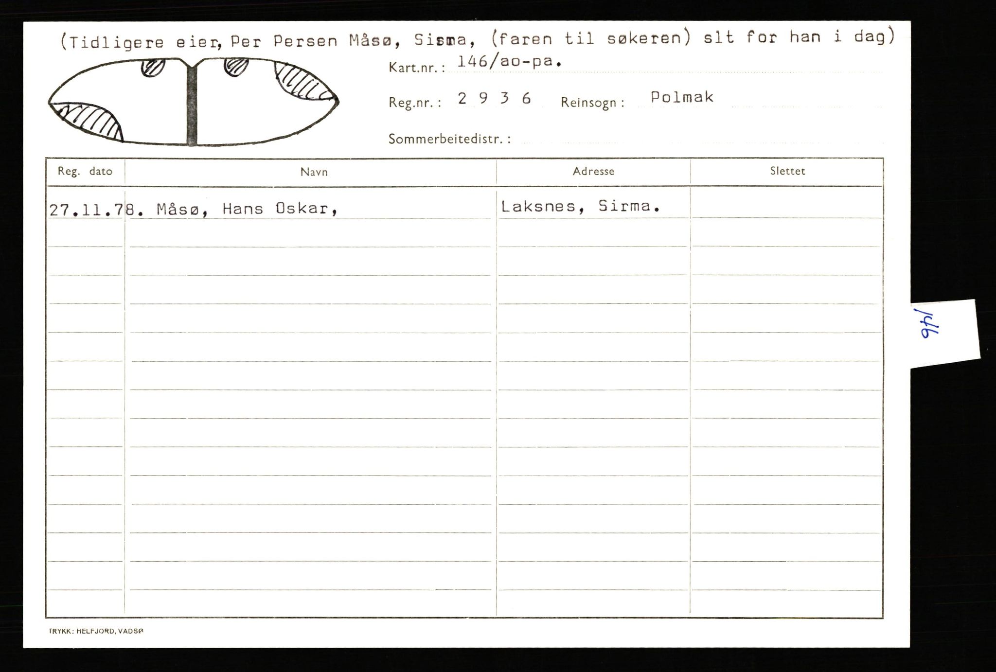 Lappefogden i Finnmark/Reindriftsforvaltningen Øst-Finnmark, AV/SATØ-S-1461/G/Ge/Gea/L0007: Slettede reinmerker: Karasjok, Kautokeino, Polmak og Varanger, 1934-1992, p. 183