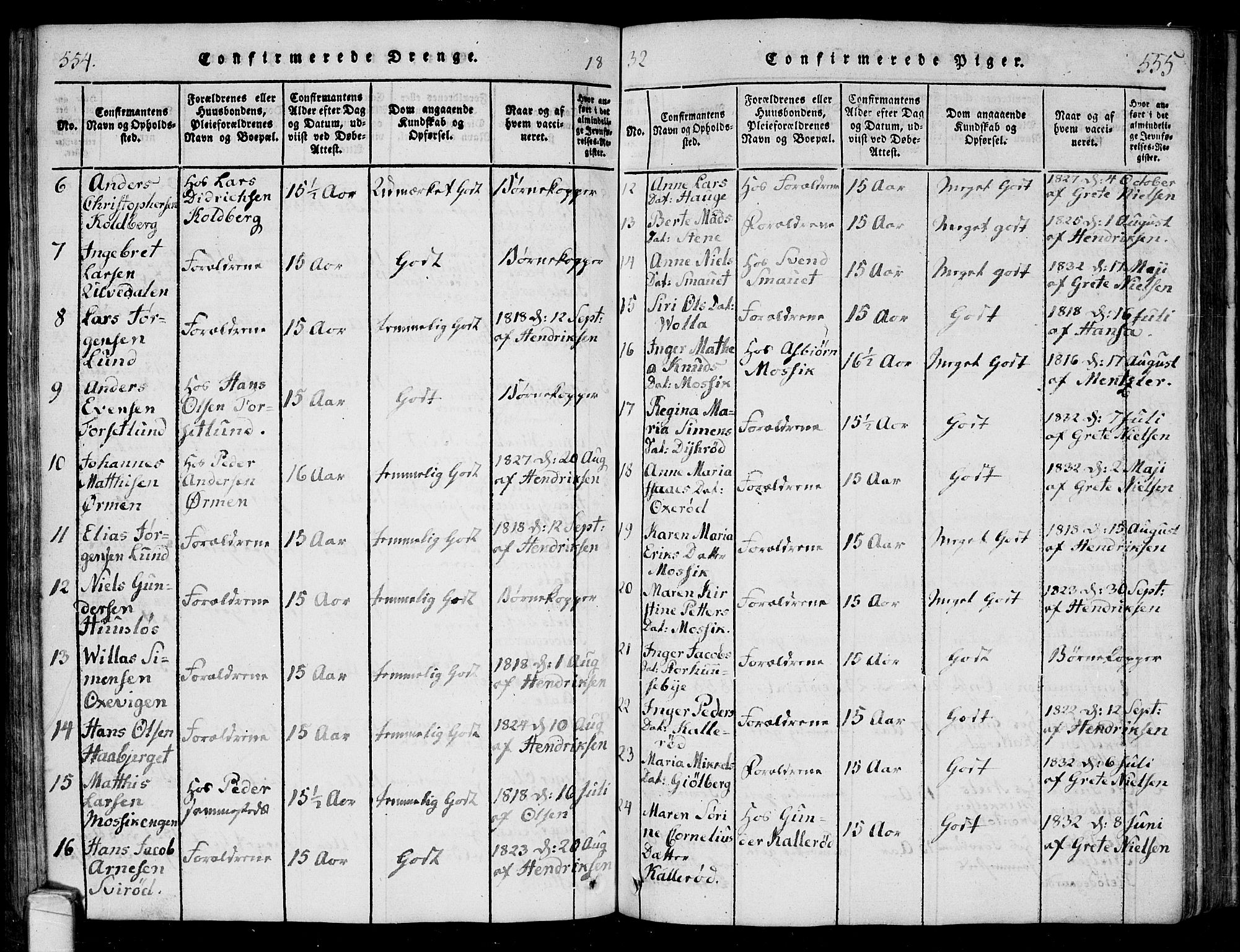 Onsøy prestekontor Kirkebøker, AV/SAO-A-10914/F/Fa/L0002: Parish register (official) no. I 2, 1814-1840, p. 554-555