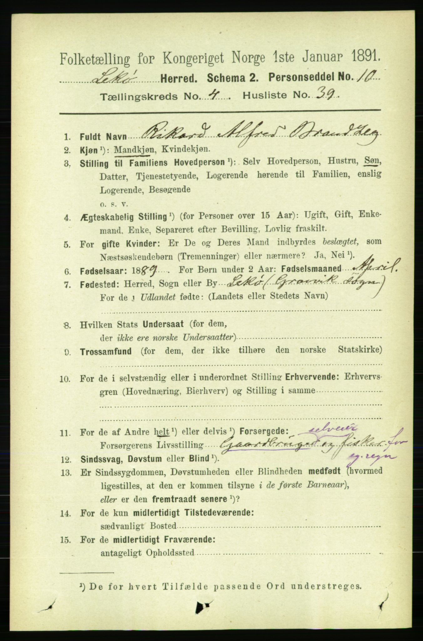 RA, 1891 census for 1755 Leka, 1891, p. 2176