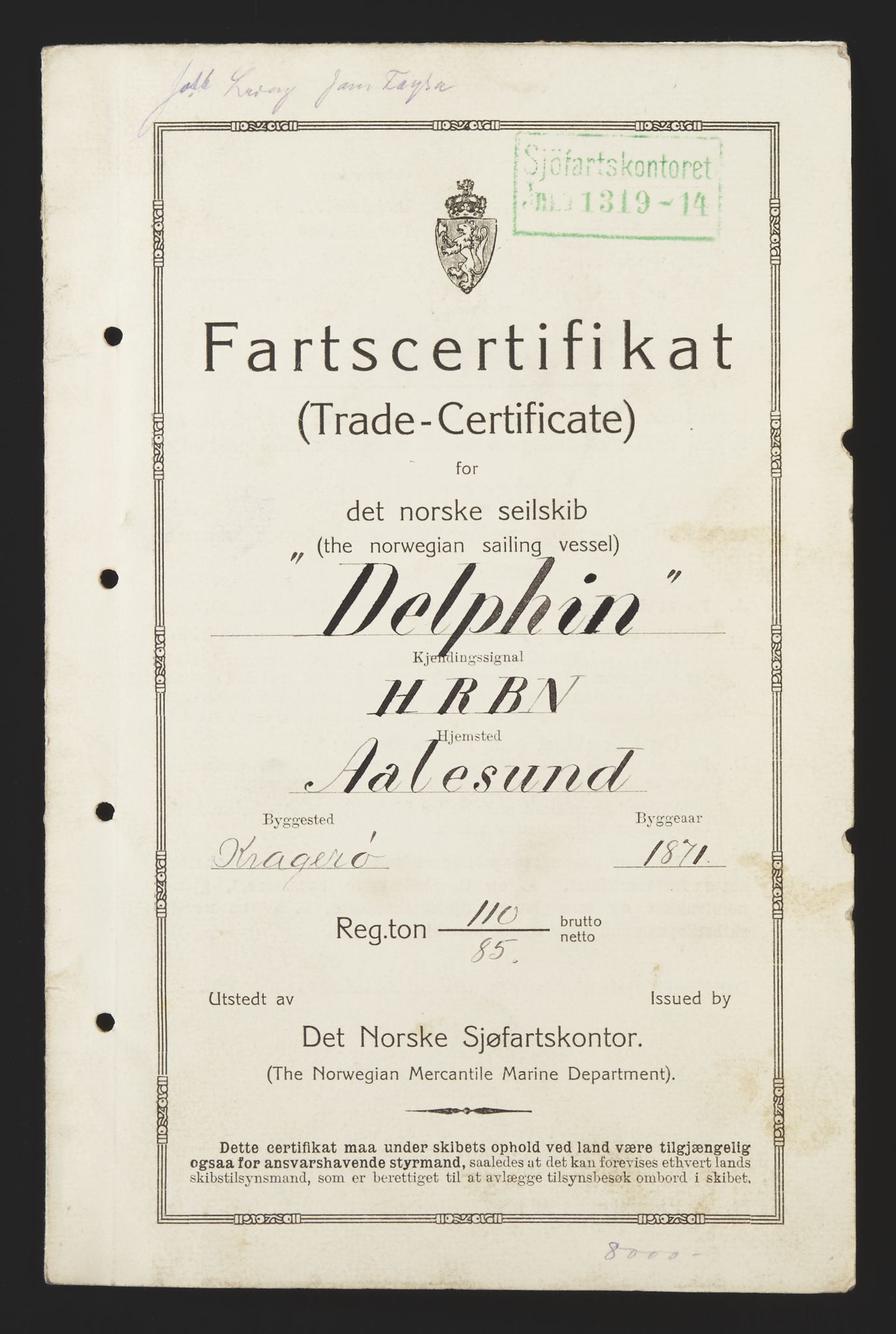 Sjøfartsdirektoratet med forløpere, skipsmapper slettede skip, AV/RA-S-4998/F/Fa/L0236: --, 1866-1926, p. 255