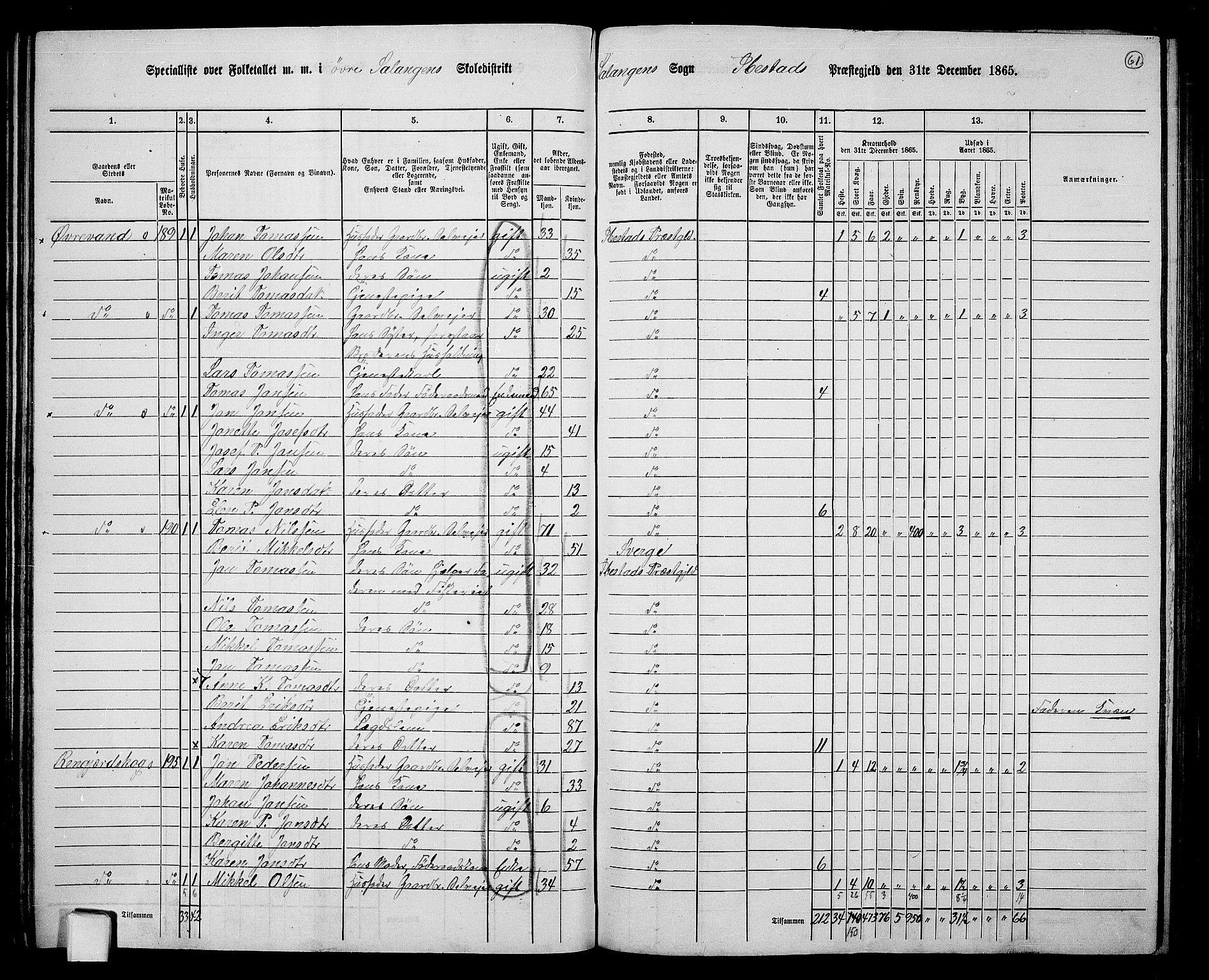 RA, 1865 census for Ibestad, 1865, p. 60