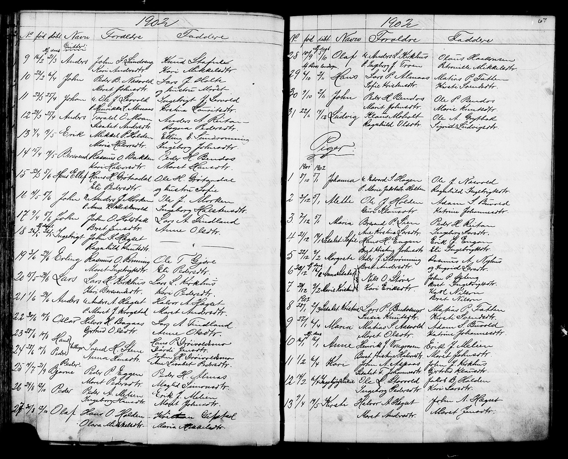 Ministerialprotokoller, klokkerbøker og fødselsregistre - Sør-Trøndelag, SAT/A-1456/686/L0985: Parish register (copy) no. 686C01, 1871-1933, p. 67