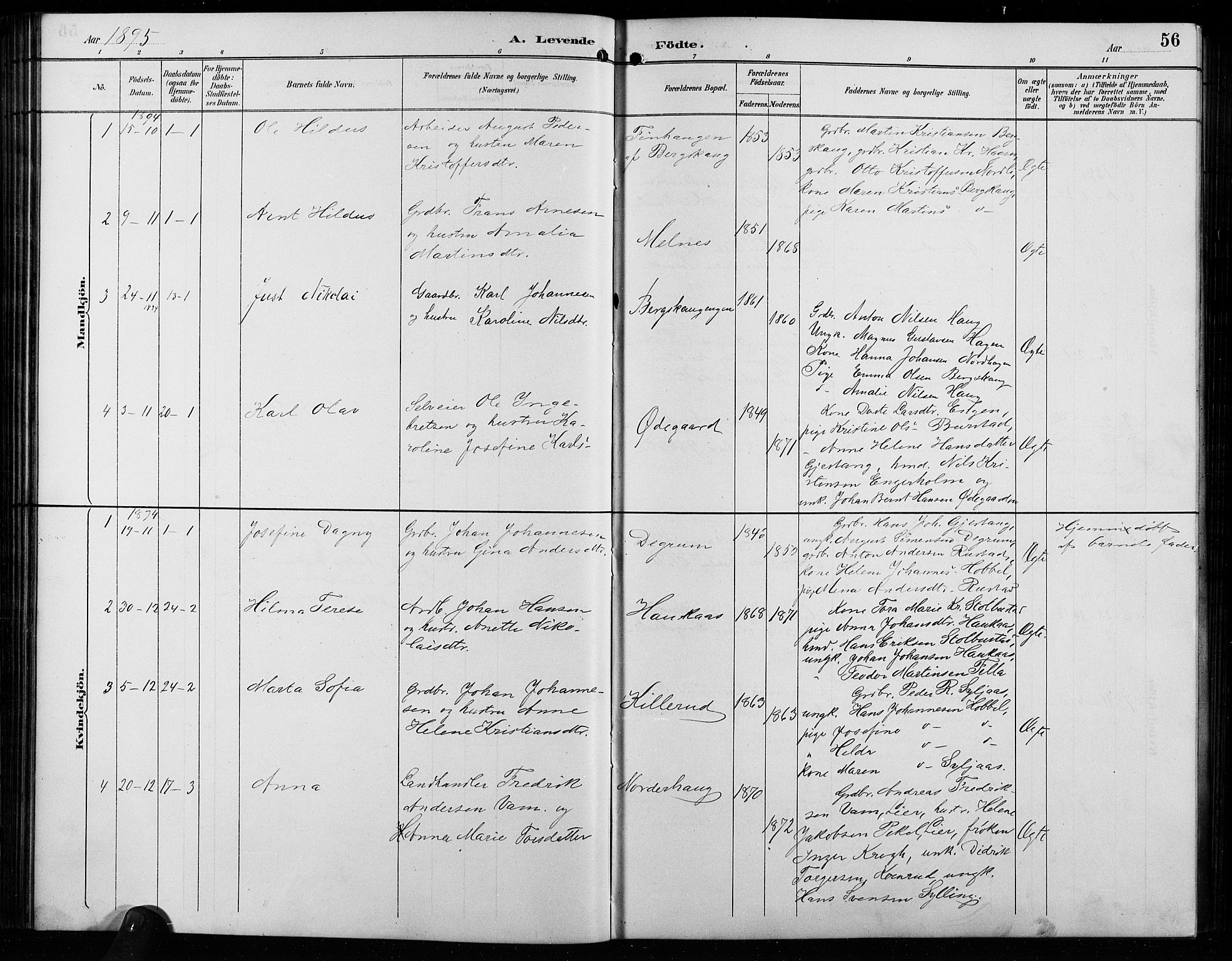 Enebakk prestekontor Kirkebøker, AV/SAO-A-10171c/G/Ga/L0006: Parish register (copy) no. I 6, 1889-1911, p. 56