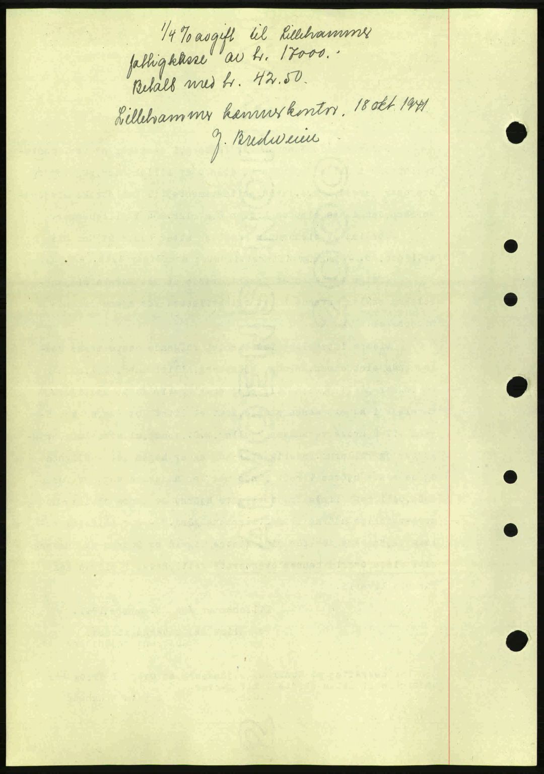 Sør-Gudbrandsdal tingrett, SAH/TING-004/H/Hb/Hbd/L0009: Mortgage book no. A9, 1941-1941, Diary no: : 1788/1941