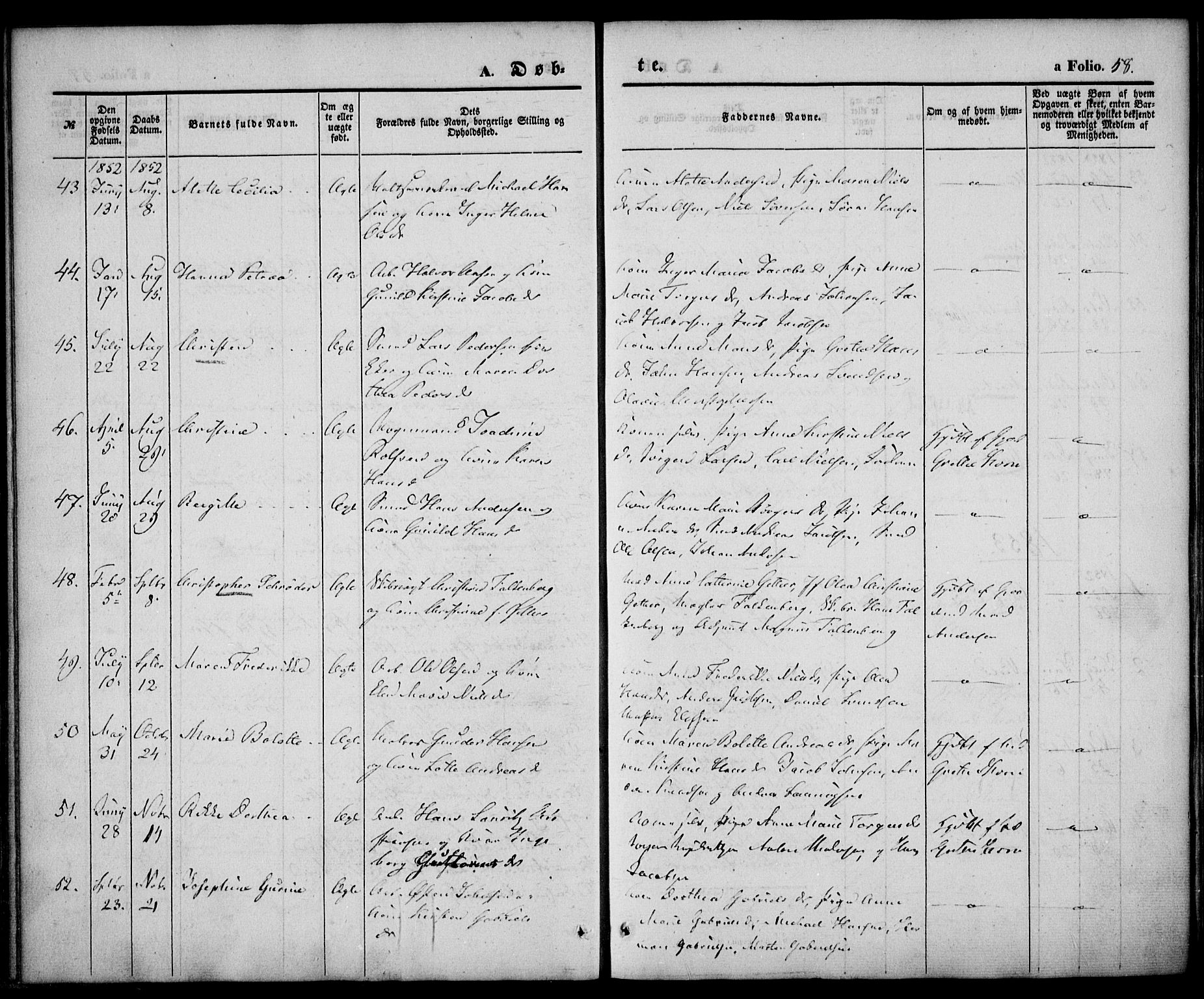 Larvik kirkebøker, AV/SAKO-A-352/F/Fb/L0003: Parish register (official) no. II 3, 1842-1856, p. 58