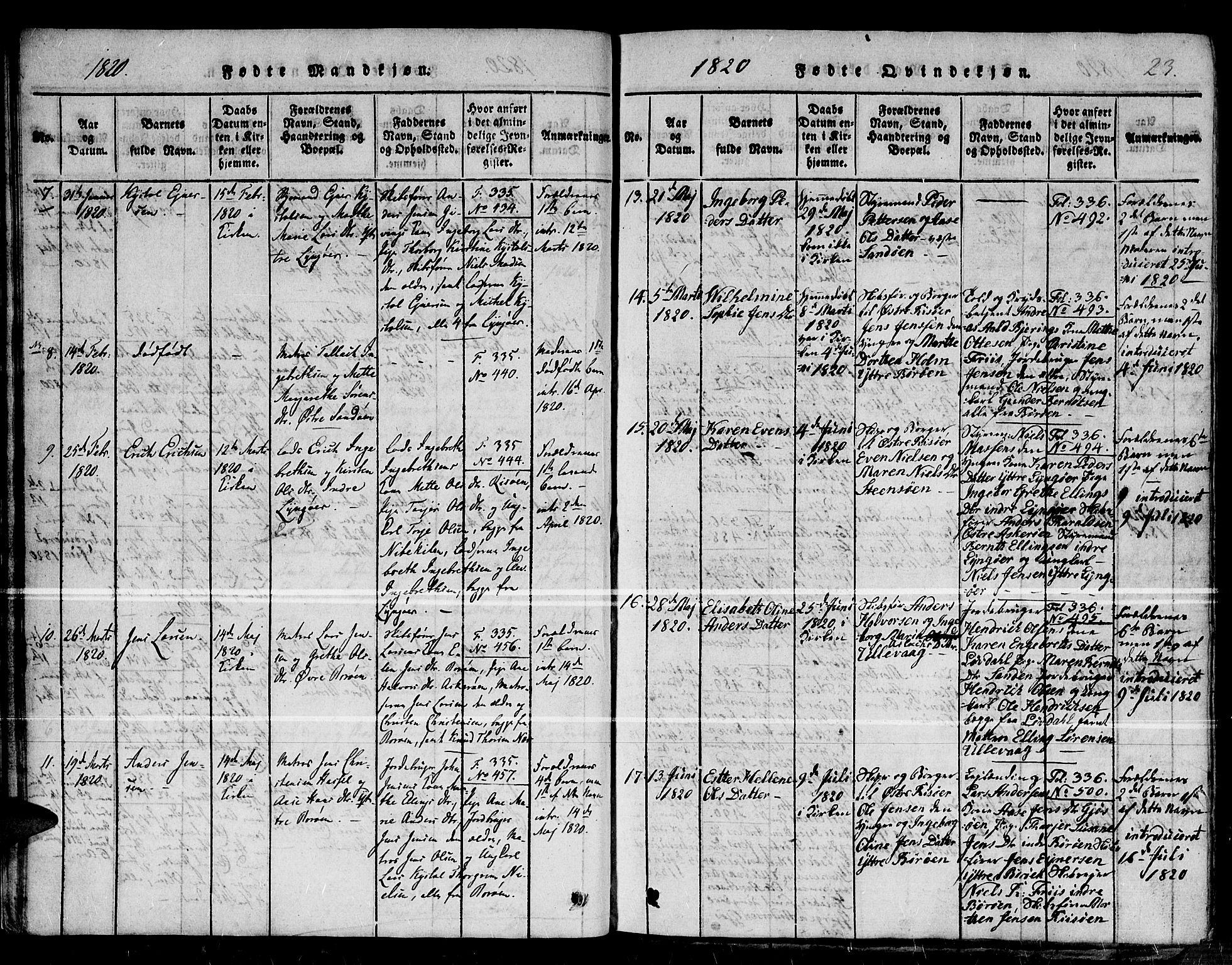 Dypvåg sokneprestkontor, SAK/1111-0007/F/Fb/Fba/L0009: Parish register (copy) no. B 9, 1816-1842, p. 23