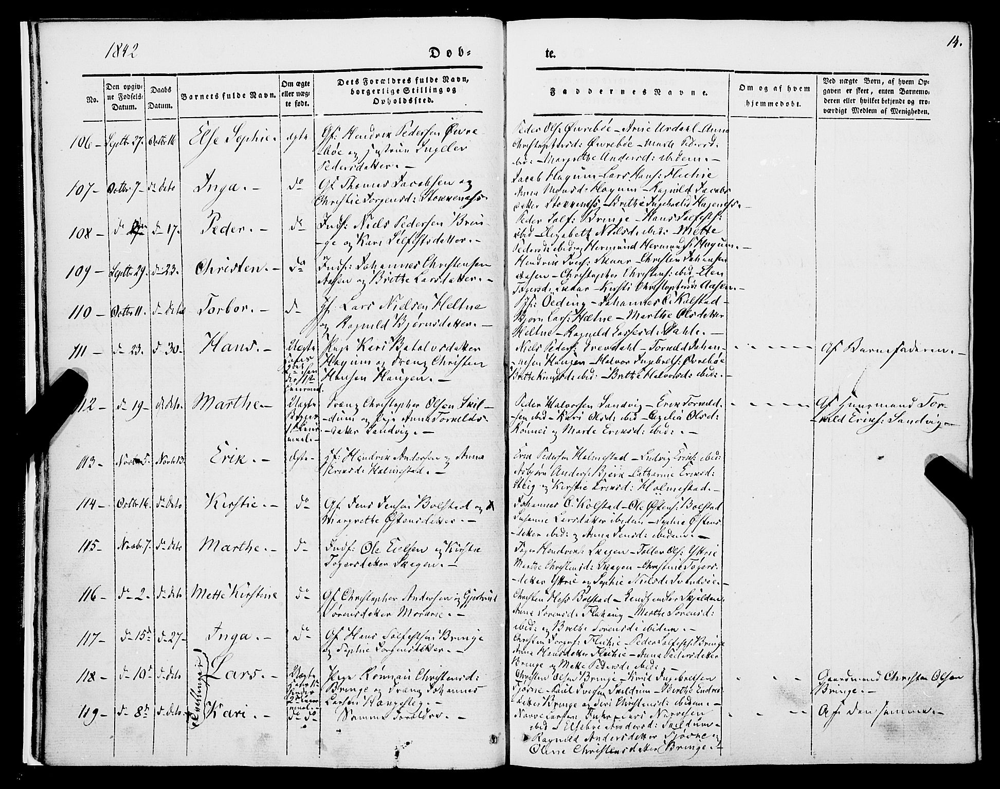 Luster sokneprestembete, SAB/A-81101/H/Haa/Haaa/L0006: Parish register (official) no. A 6, 1840-1848, p. 14