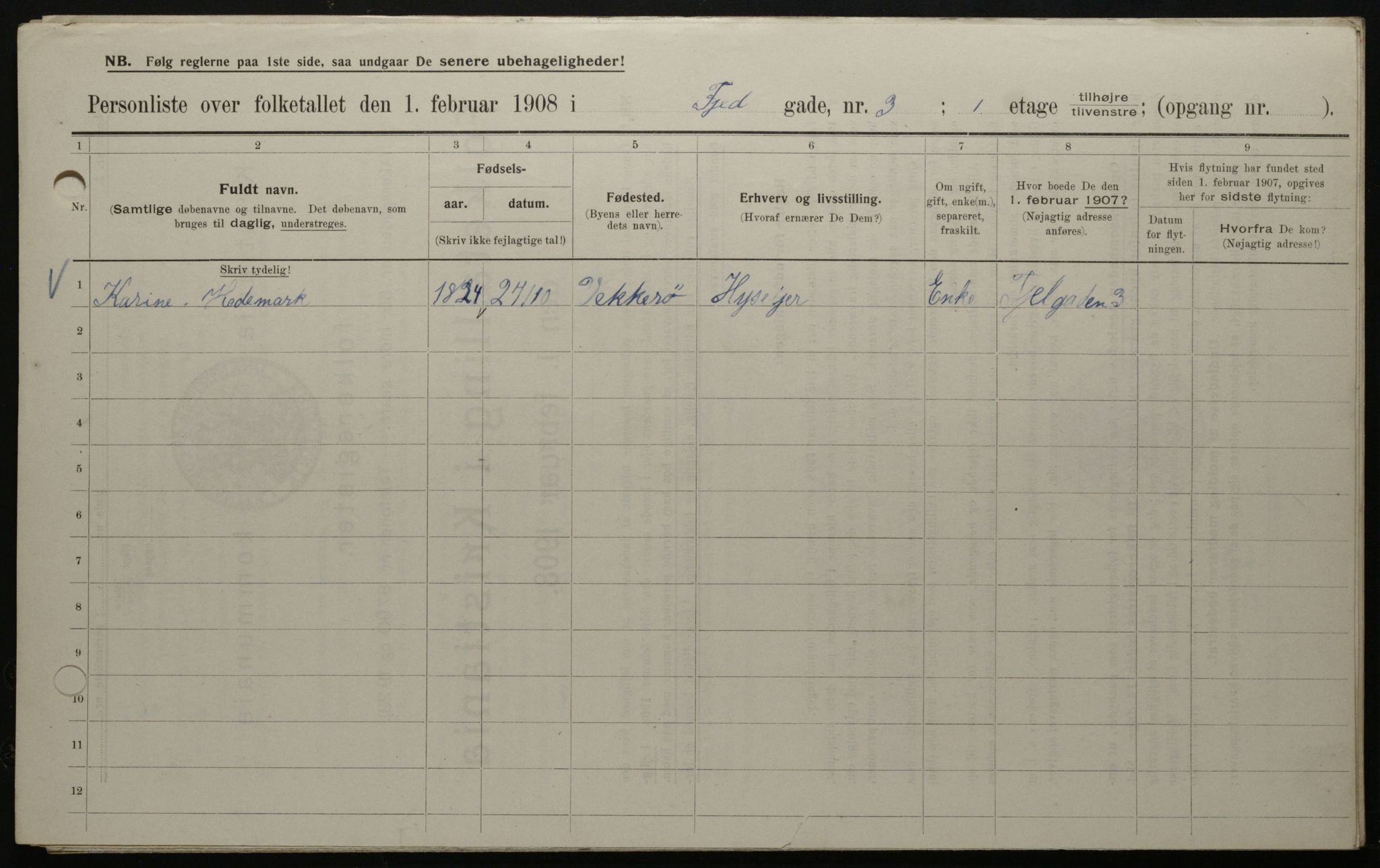 OBA, Municipal Census 1908 for Kristiania, 1908, p. 21968