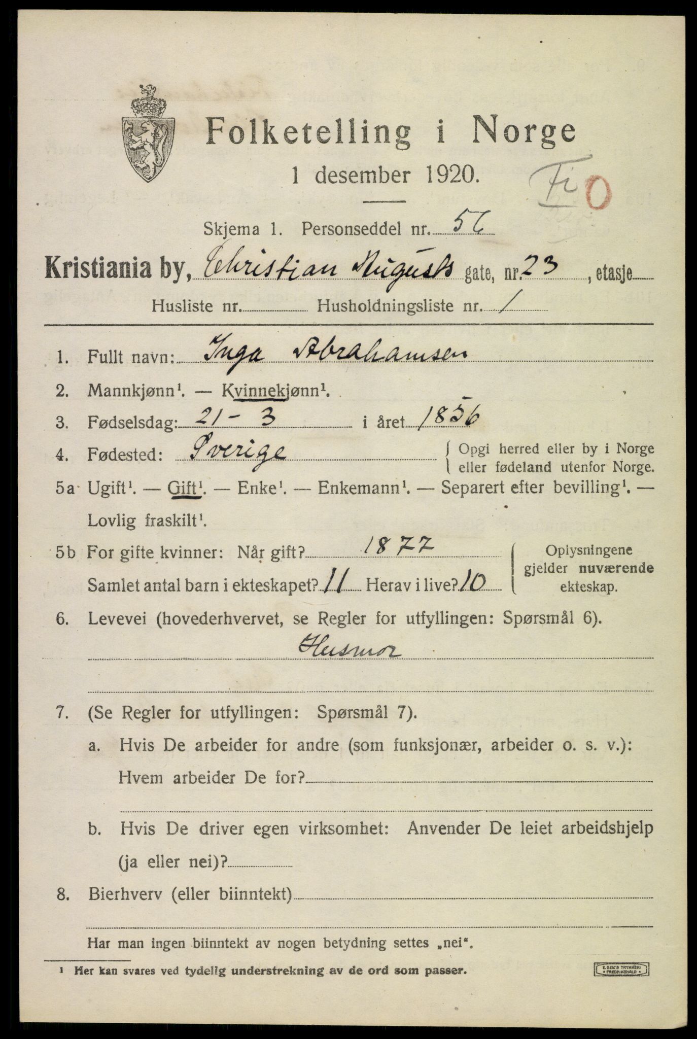 SAO, 1920 census for Kristiania, 1920, p. 351739