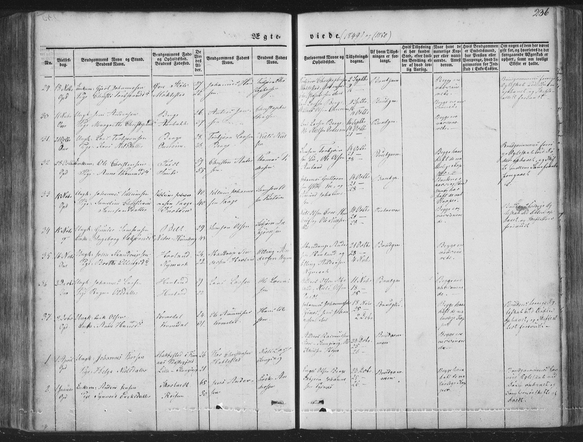 Tysnes sokneprestembete, AV/SAB-A-78601/H/Haa: Parish register (official) no. A 10, 1848-1859, p. 236