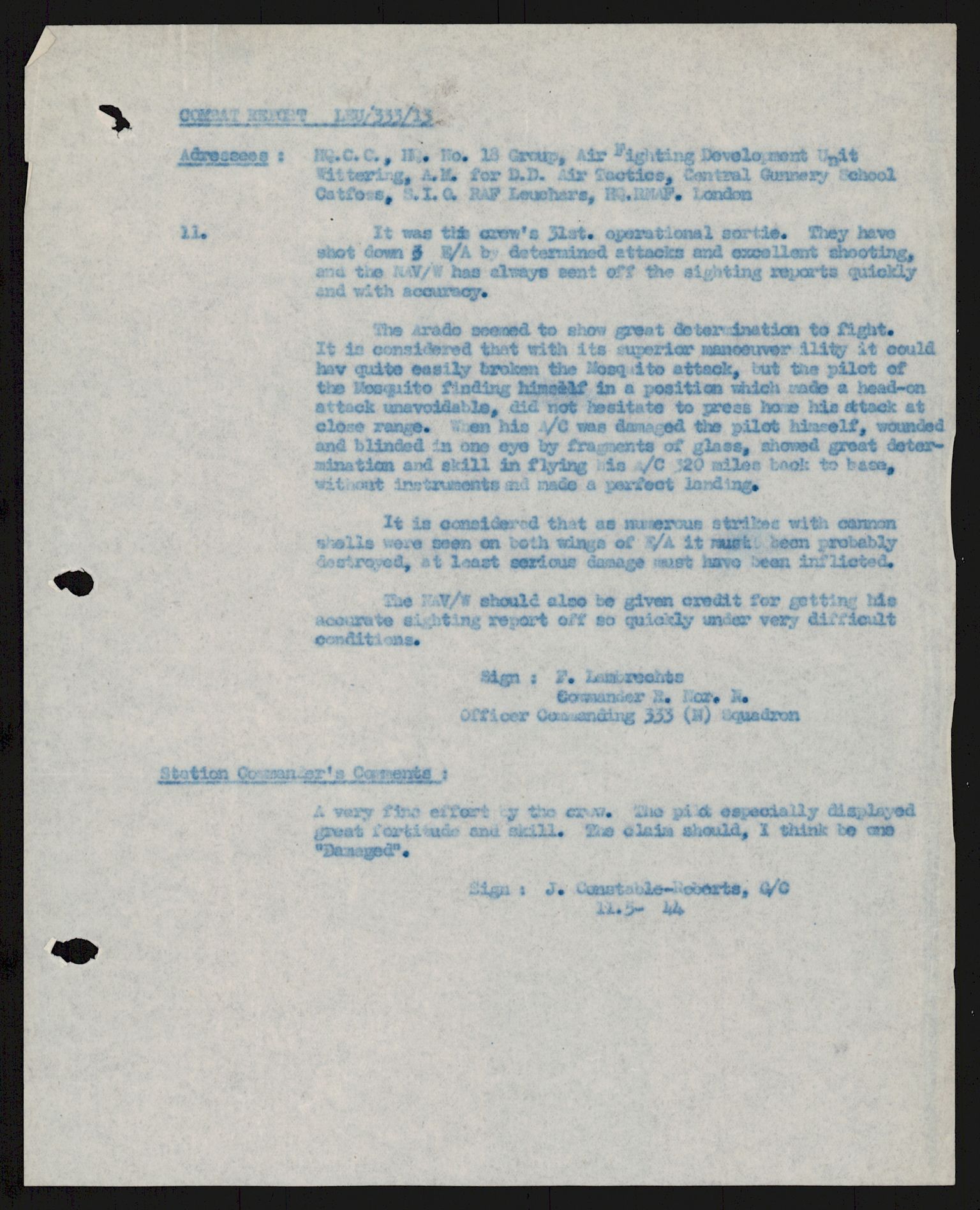 Forsvaret, 333 Skvadron, AV/RA-RAFA-2003/1/Da/L0041: Combat, Crash and and Circumstantial Reports , 1943-1945, p. 327