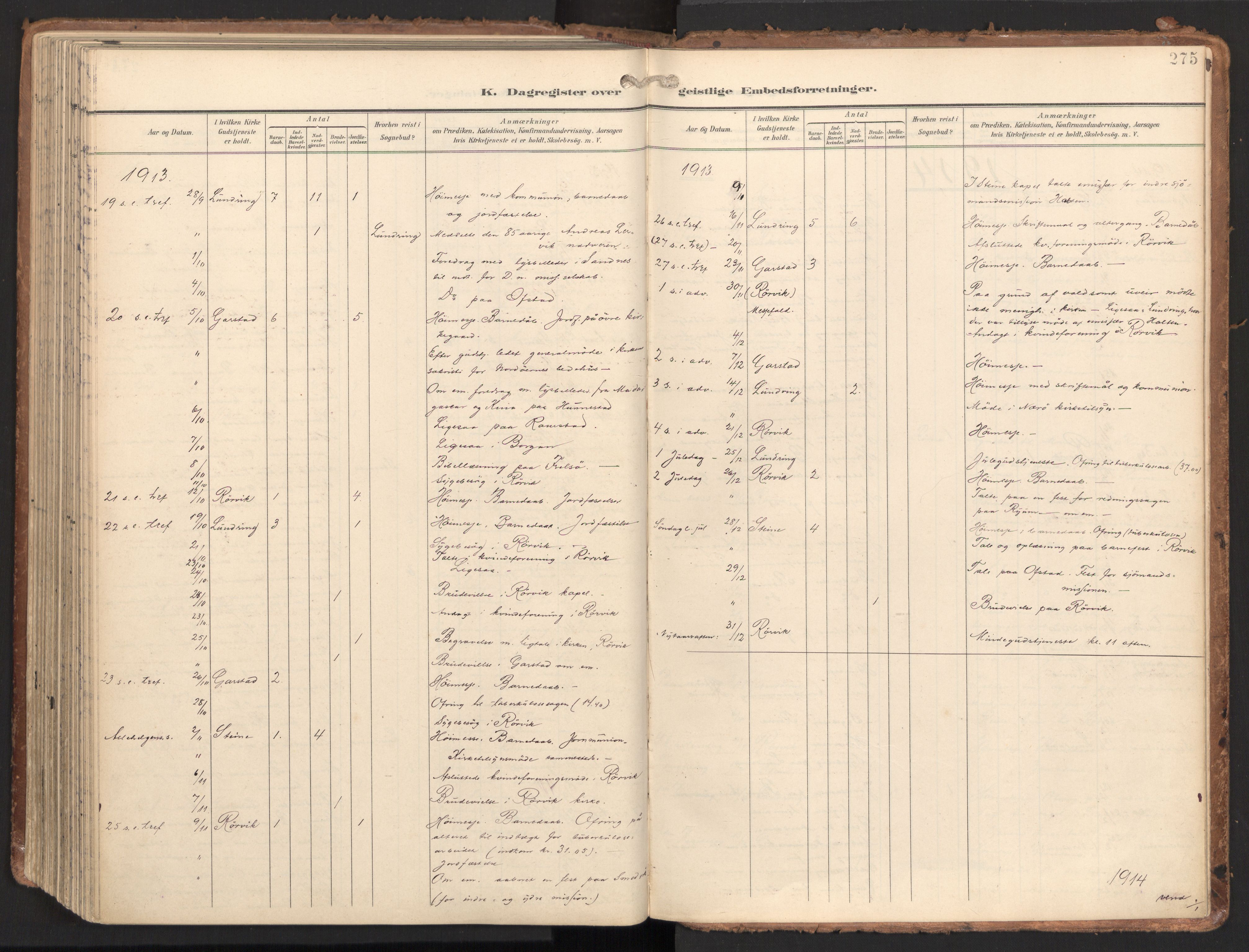 Ministerialprotokoller, klokkerbøker og fødselsregistre - Nord-Trøndelag, SAT/A-1458/784/L0677: Parish register (official) no. 784A12, 1900-1920, p. 275