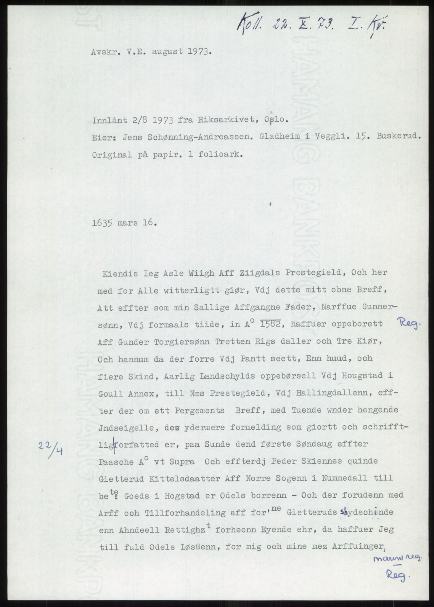 Samlinger til kildeutgivelse, Diplomavskriftsamlingen, RA/EA-4053/H/Ha, p. 108