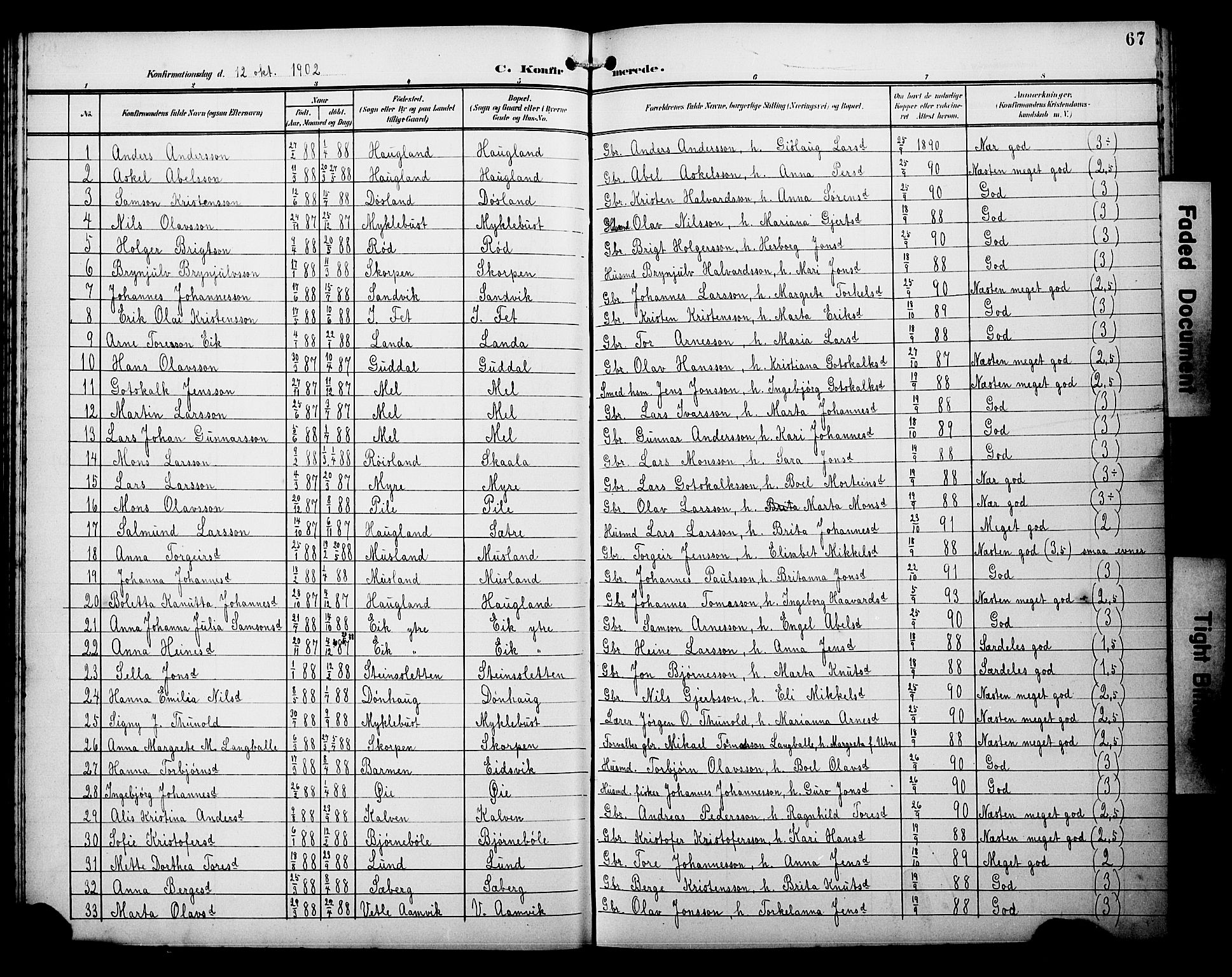 Kvinnherad sokneprestembete, SAB/A-76401/H/Hab: Parish register (copy) no. A 2A, 1901-1911, p. 67
